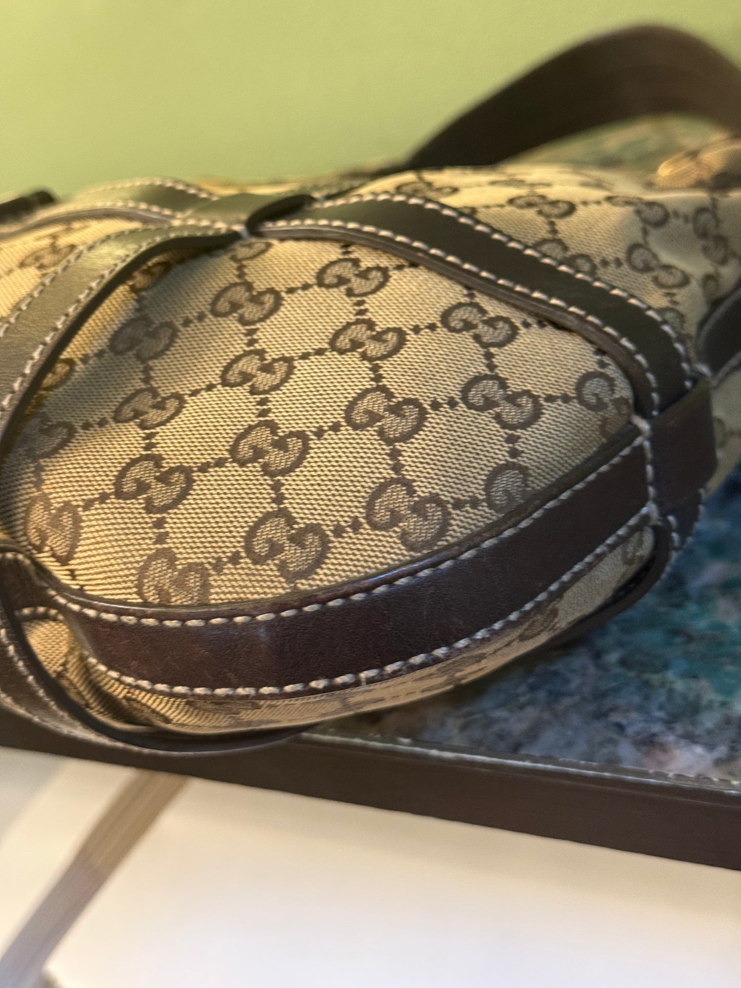 GUCCI BROWN MONOGRAM INTERLOCKING HOBO BAG