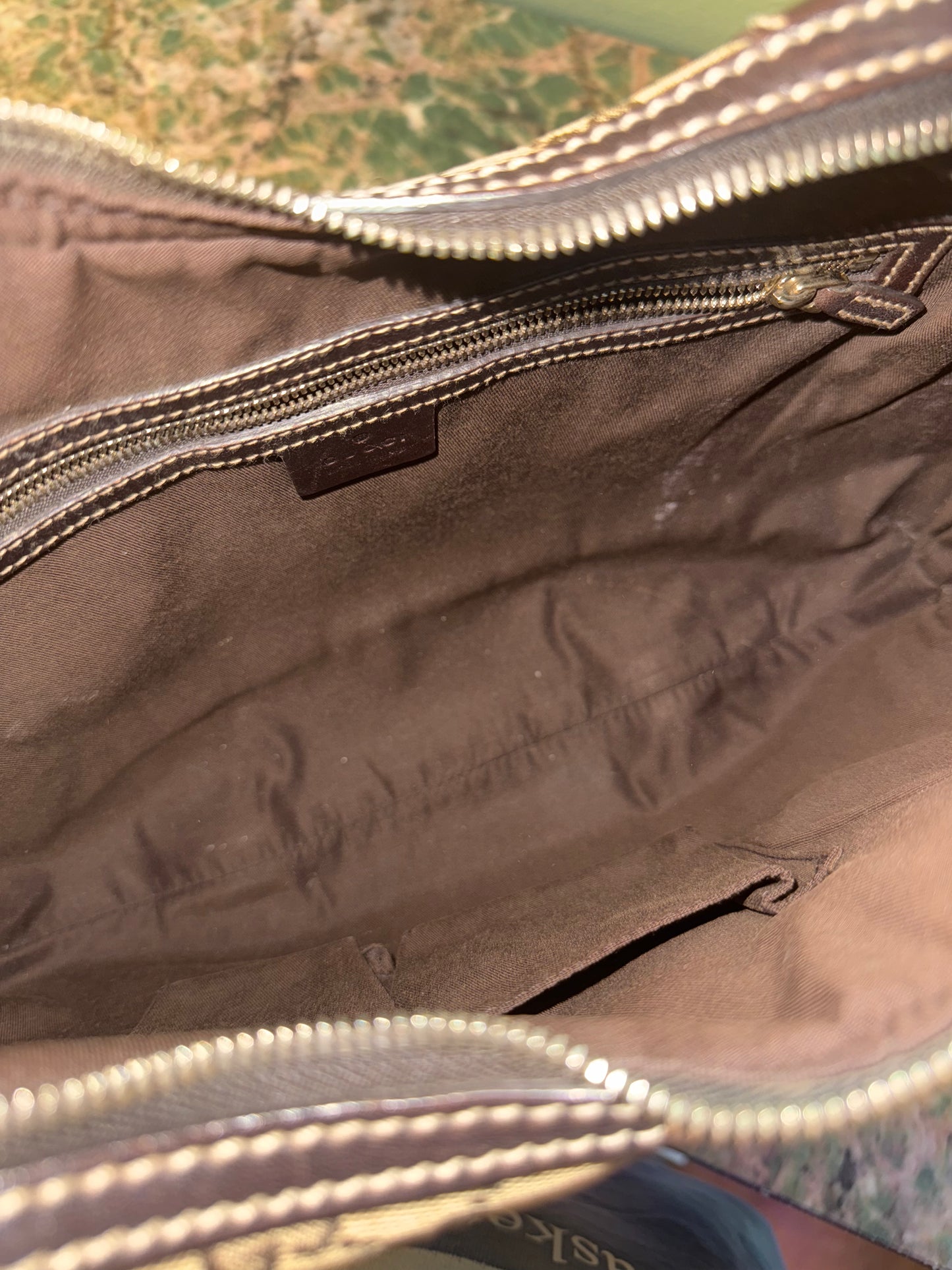 GUCCI BROWN MONOGRAM INTERLOCKING HOBO BAG