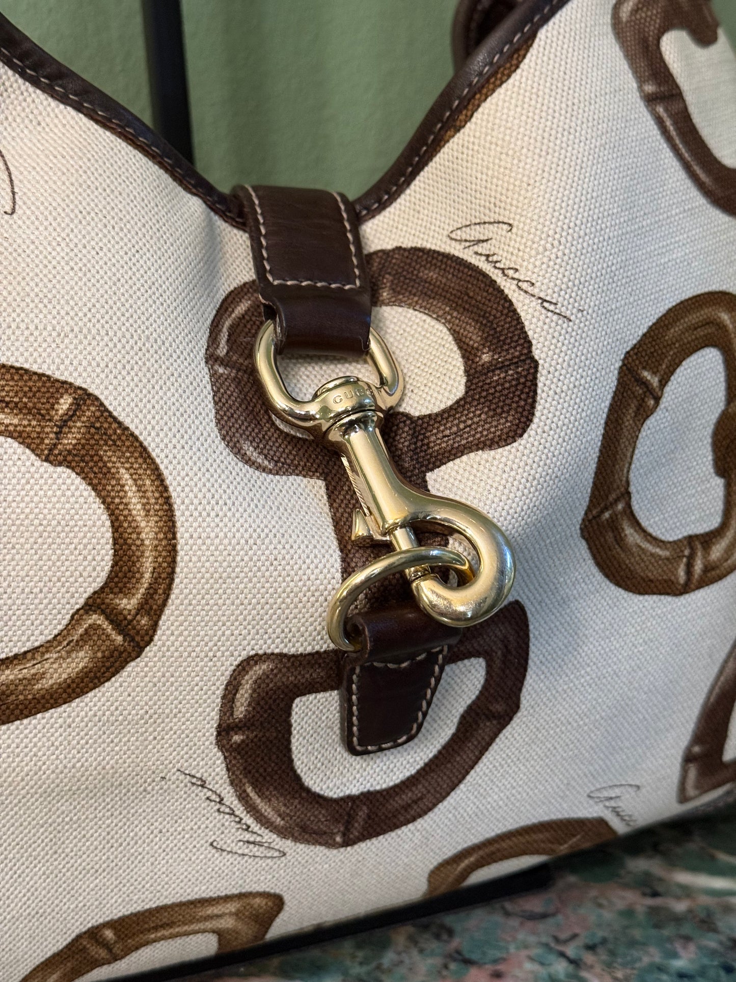 GUCCI HORSEBIT PRINT BOUVIER HOBO BAG