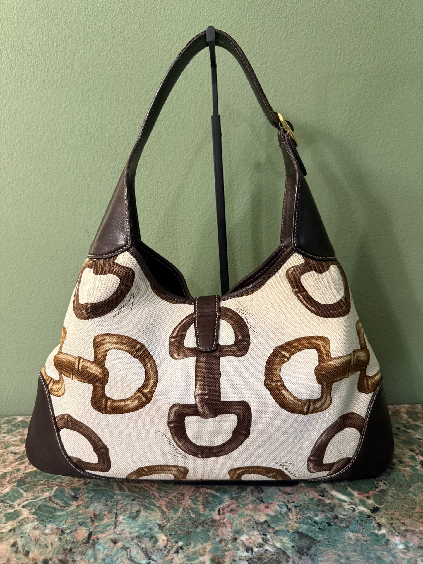 GUCCI HORSEBIT PRINT BOUVIER HOBO BAG