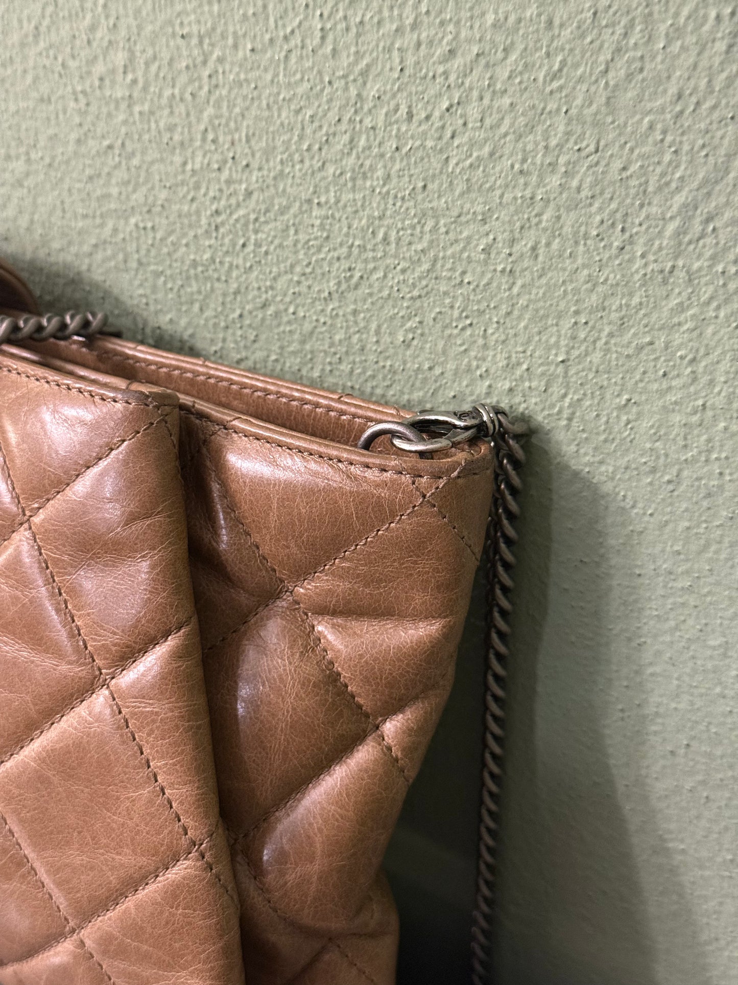 CHANEL DARK BEIGE CHAIN POCHETTE