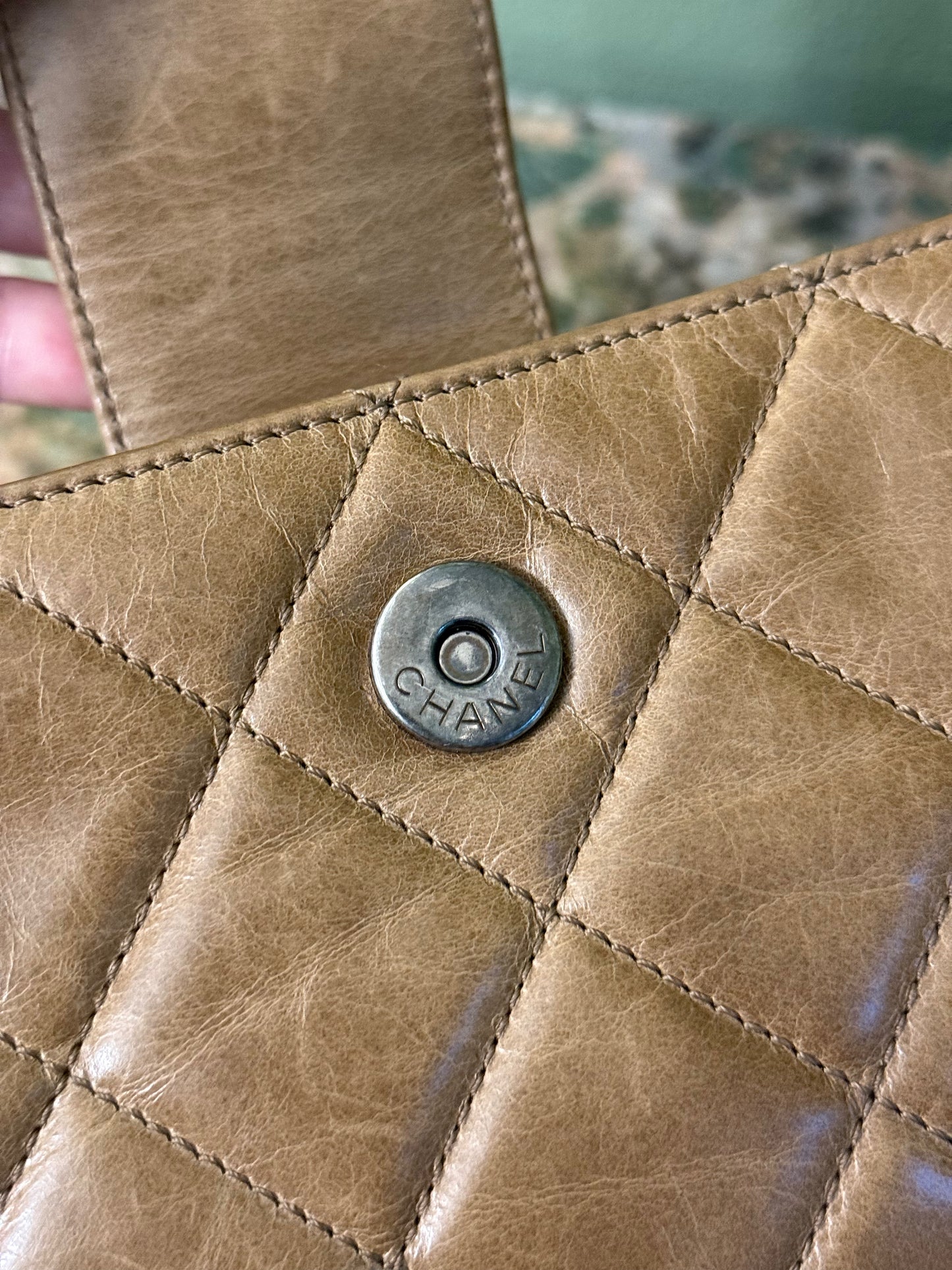 CHANEL DARK BEIGE CHAIN POCHETTE