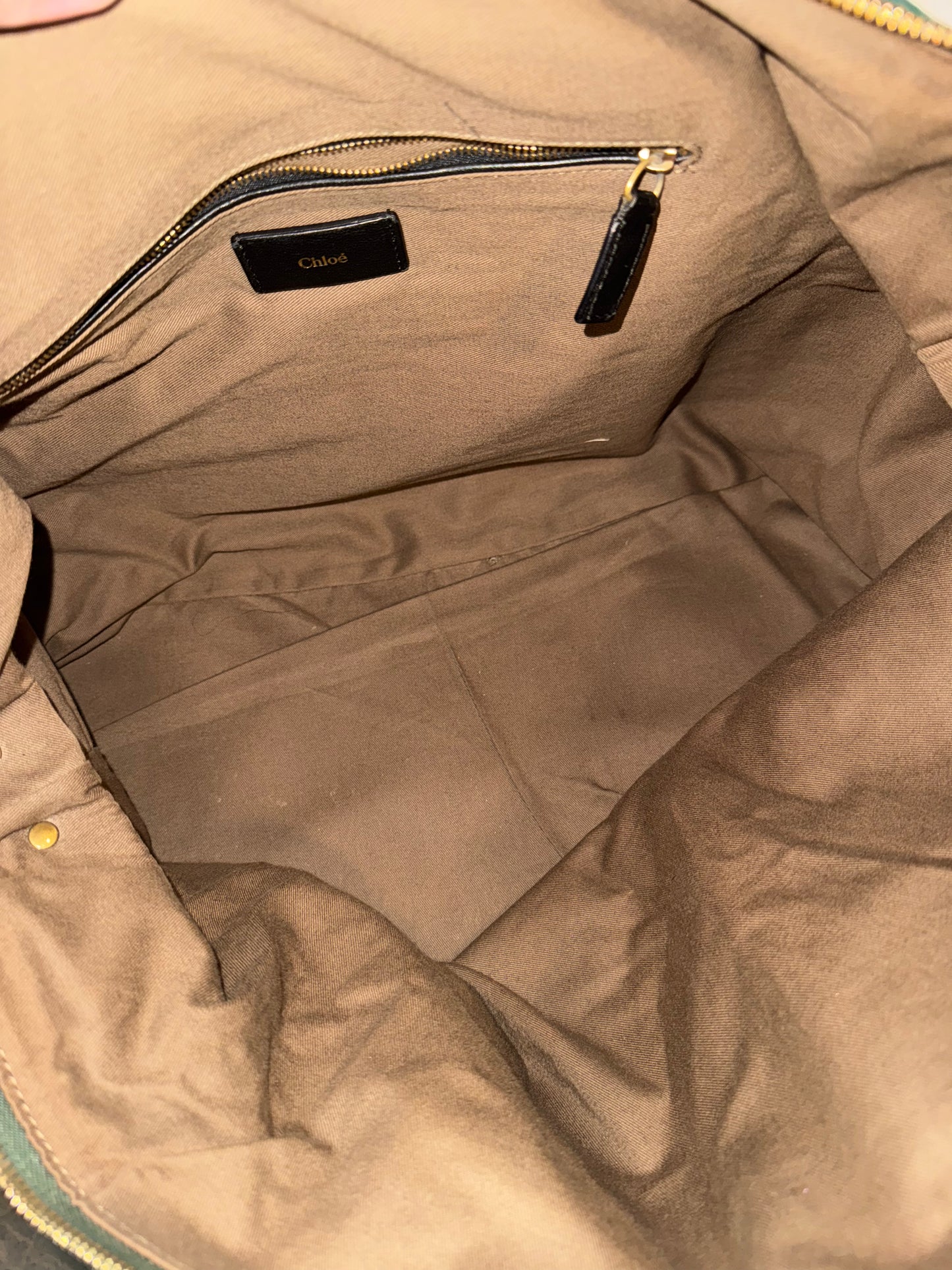 CHLOÉ GREEN OSTRICH LARGE HANDBAG