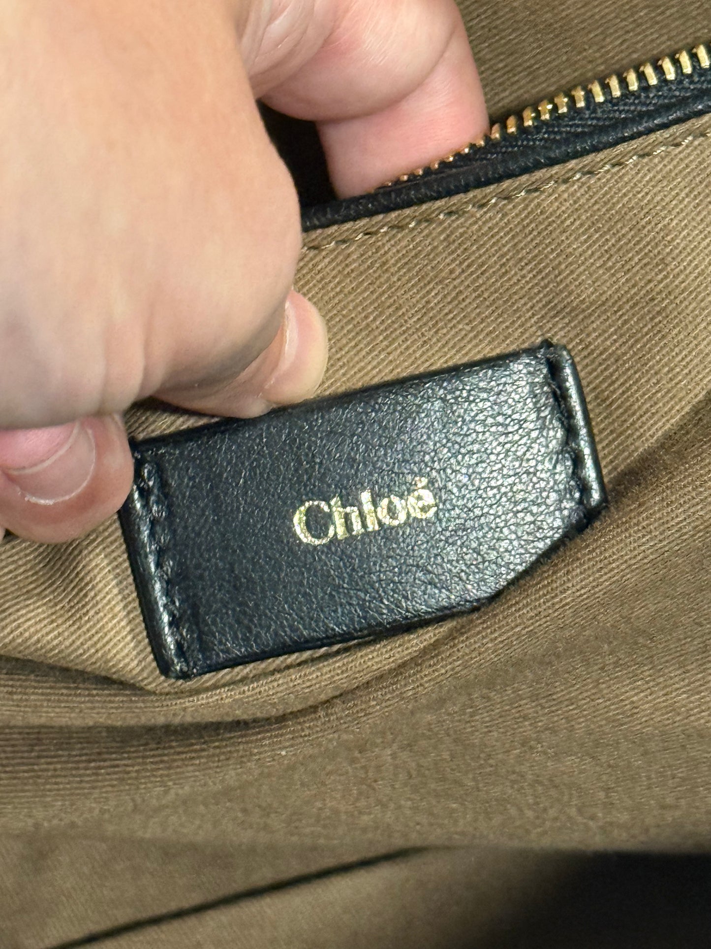 CHLOÉ GREEN OSTRICH LARGE HANDBAG
