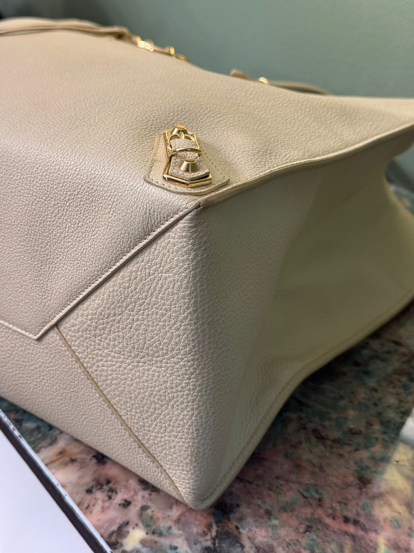 BALENCIAGA BUTTER YELLOW LARGE PAPIER EDGE HANDBAG