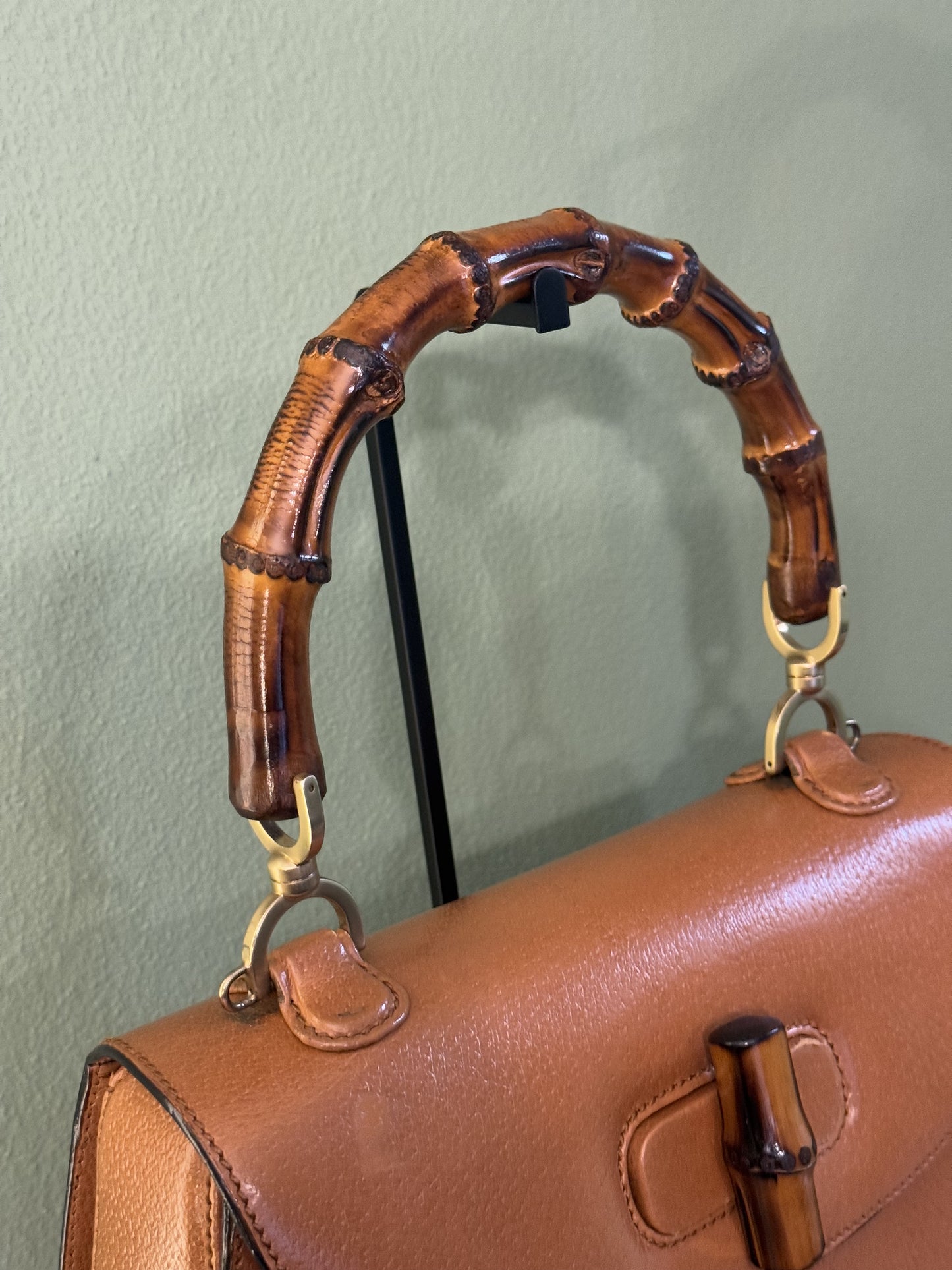 GUCCI BY TOM FORD MEDIUM TAN BAMBOO 1947 TOP HANDLE BAG