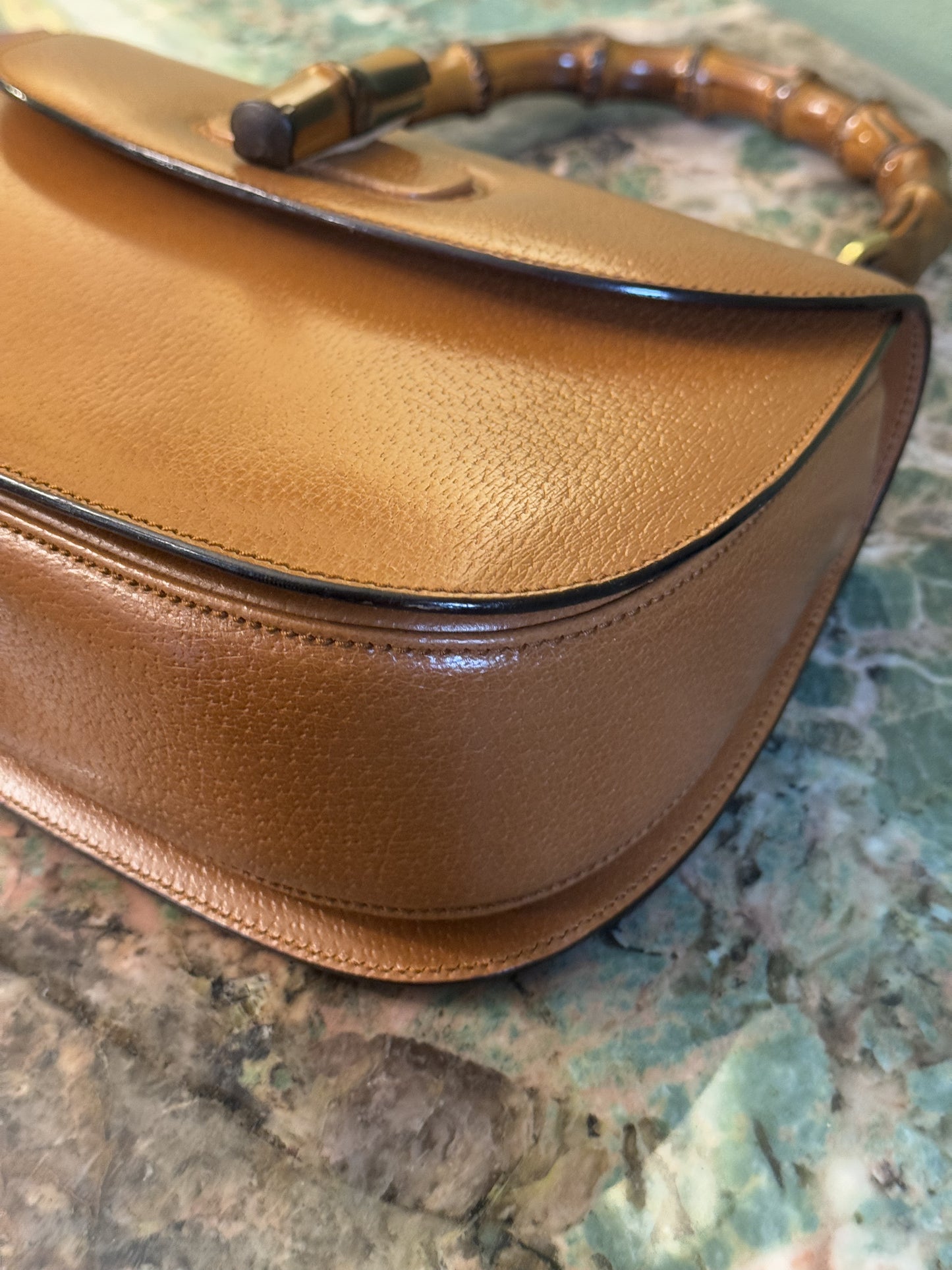 GUCCI BY TOM FORD MEDIUM TAN BAMBOO 1947 TOP HANDLE BAG