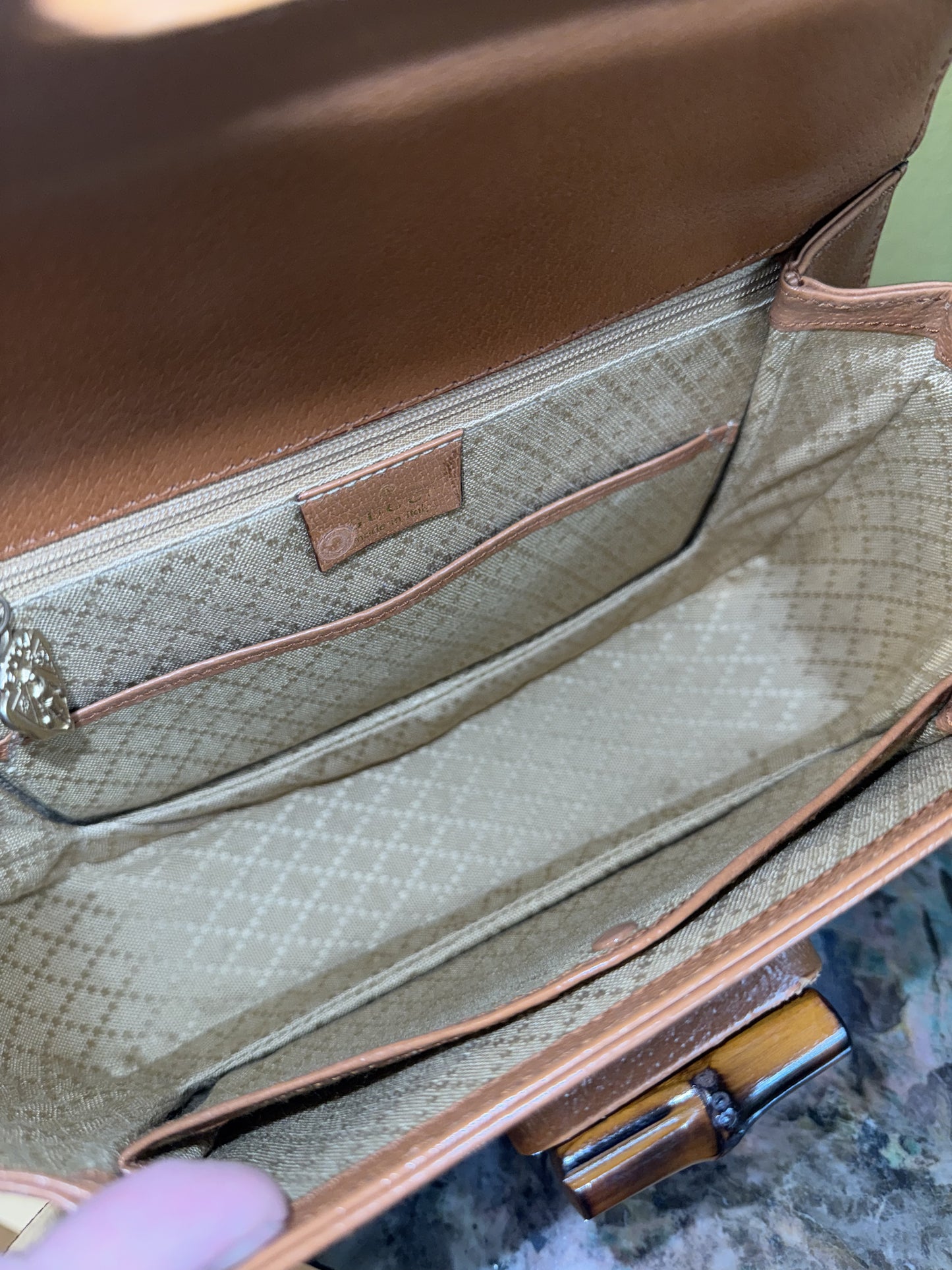 GUCCI BY TOM FORD MEDIUM TAN BAMBOO 1947 TOP HANDLE BAG