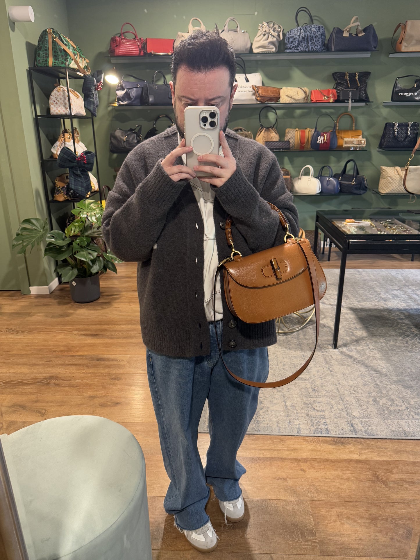 GUCCI BY TOM FORD MEDIUM TAN BAMBOO 1947 TOP HANDLE BAG