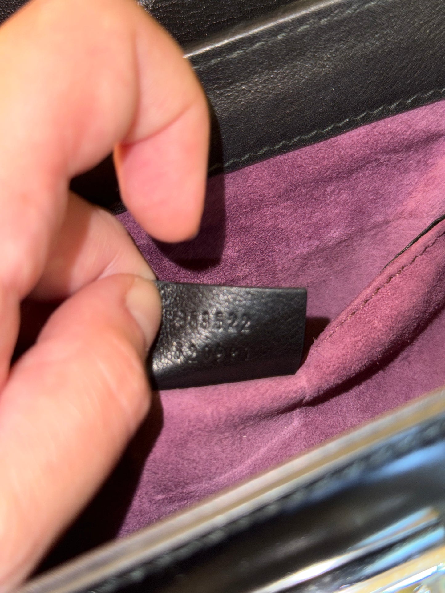 GUCCI BLACK SPAZZOLATO MINI BAMBOO LADY LOCK TOP HANDLE BAG