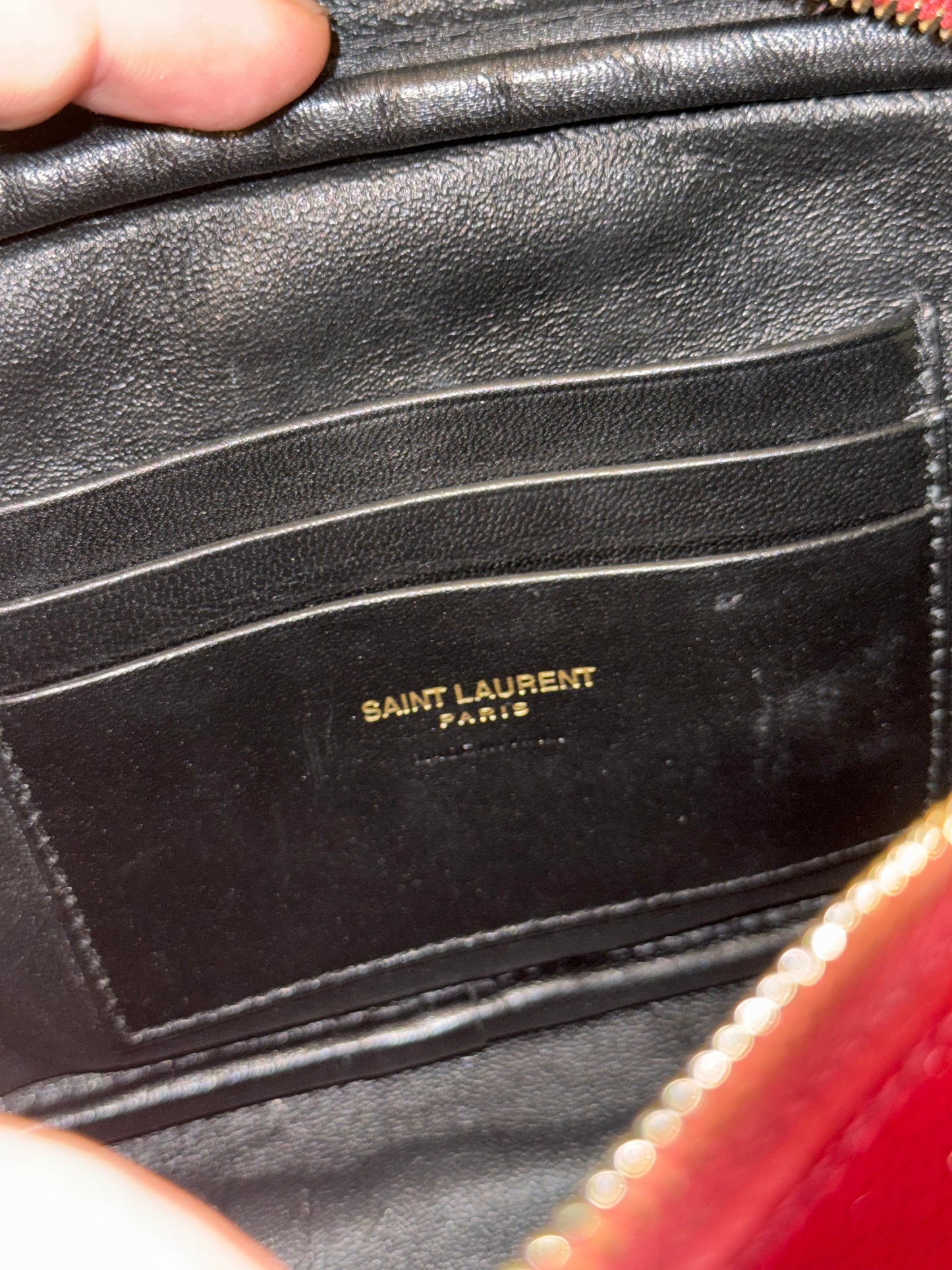 SAINT LAURENT BURGUNDY MINI LOU CAMERA BAG