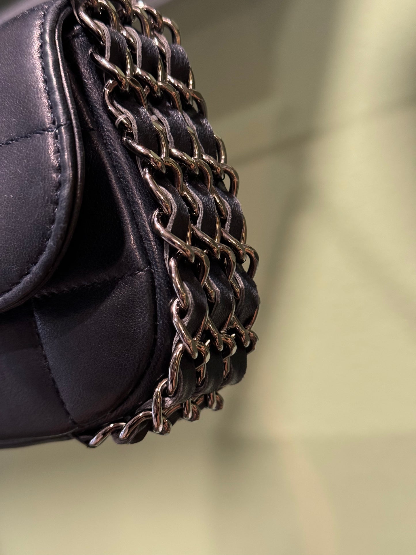 CHANEL NAVY QUILTED TRIPLE CHAIN MINI HANDBAG