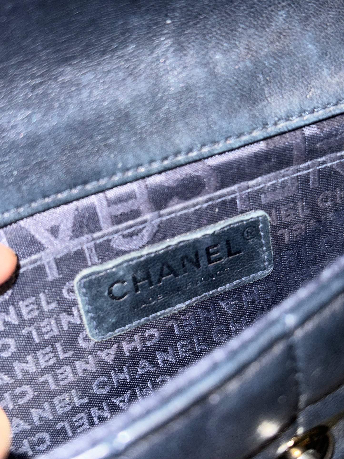 CHANEL NAVY QUILTED TRIPLE CHAIN MINI HANDBAG