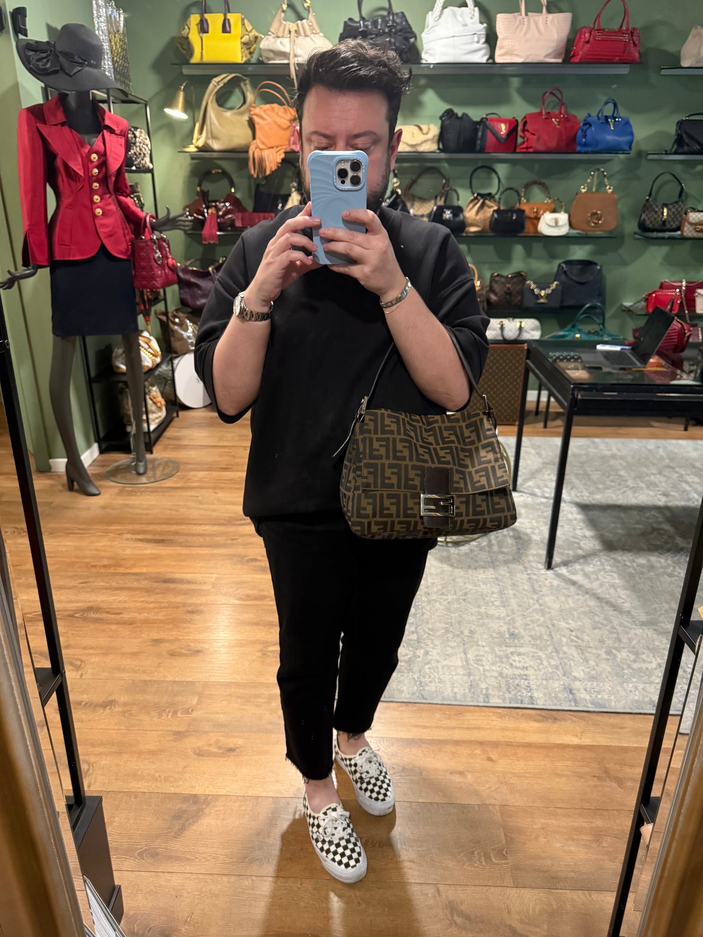 FENDI ZUCCA MAMA BAGUETTE SHOULDER BAG