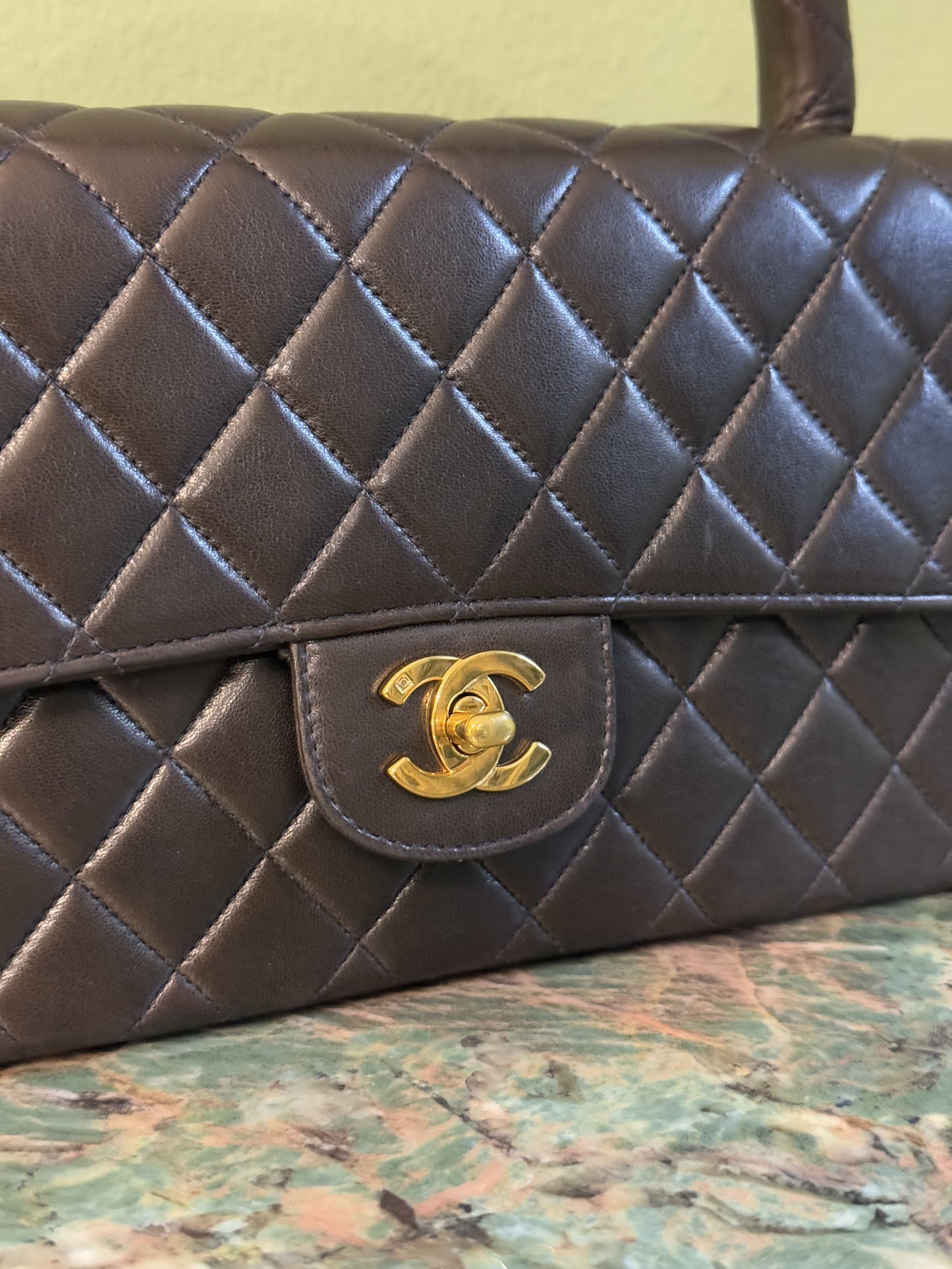 CHANEL DARK BROWN KELLY PARENT SINGLE FLAP TOP HANDLE BAG