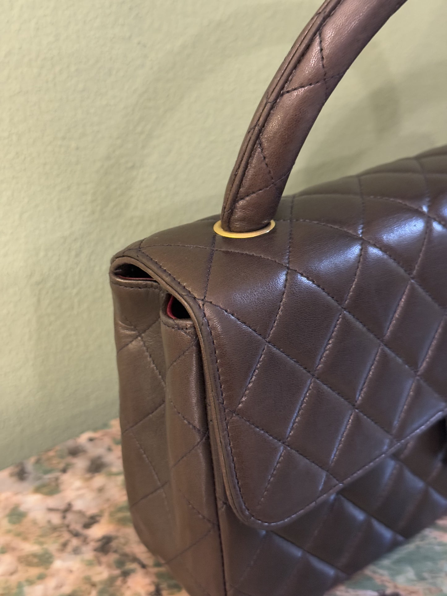 CHANEL DARK BROWN KELLY PARENT SINGLE FLAP TOP HANDLE BAG