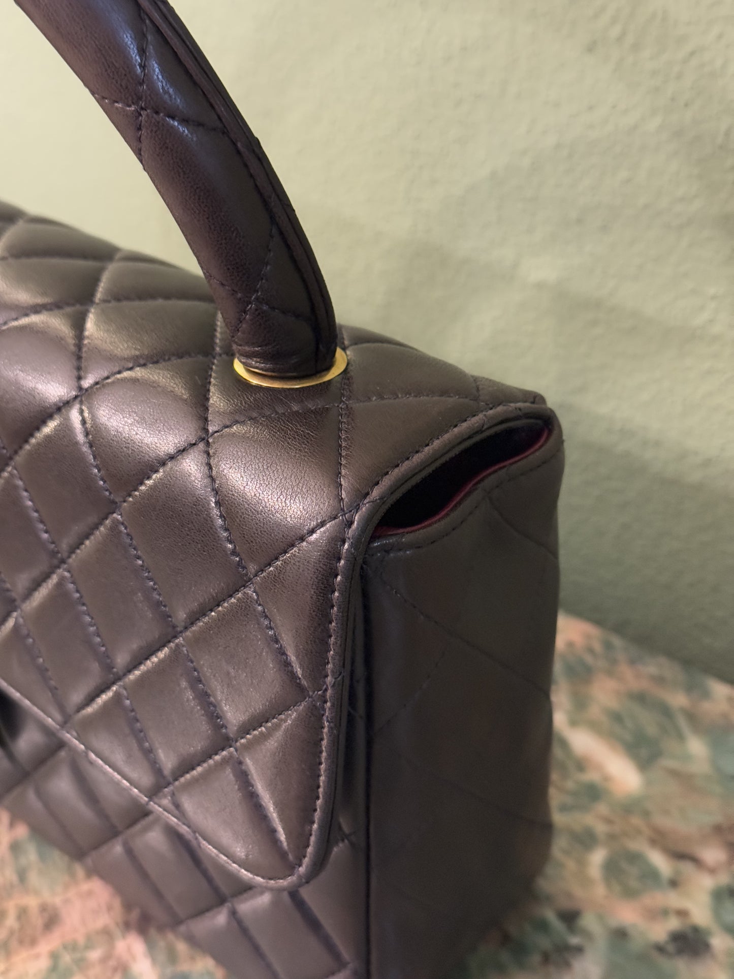 CHANEL DARK BROWN KELLY PARENT SINGLE FLAP TOP HANDLE BAG