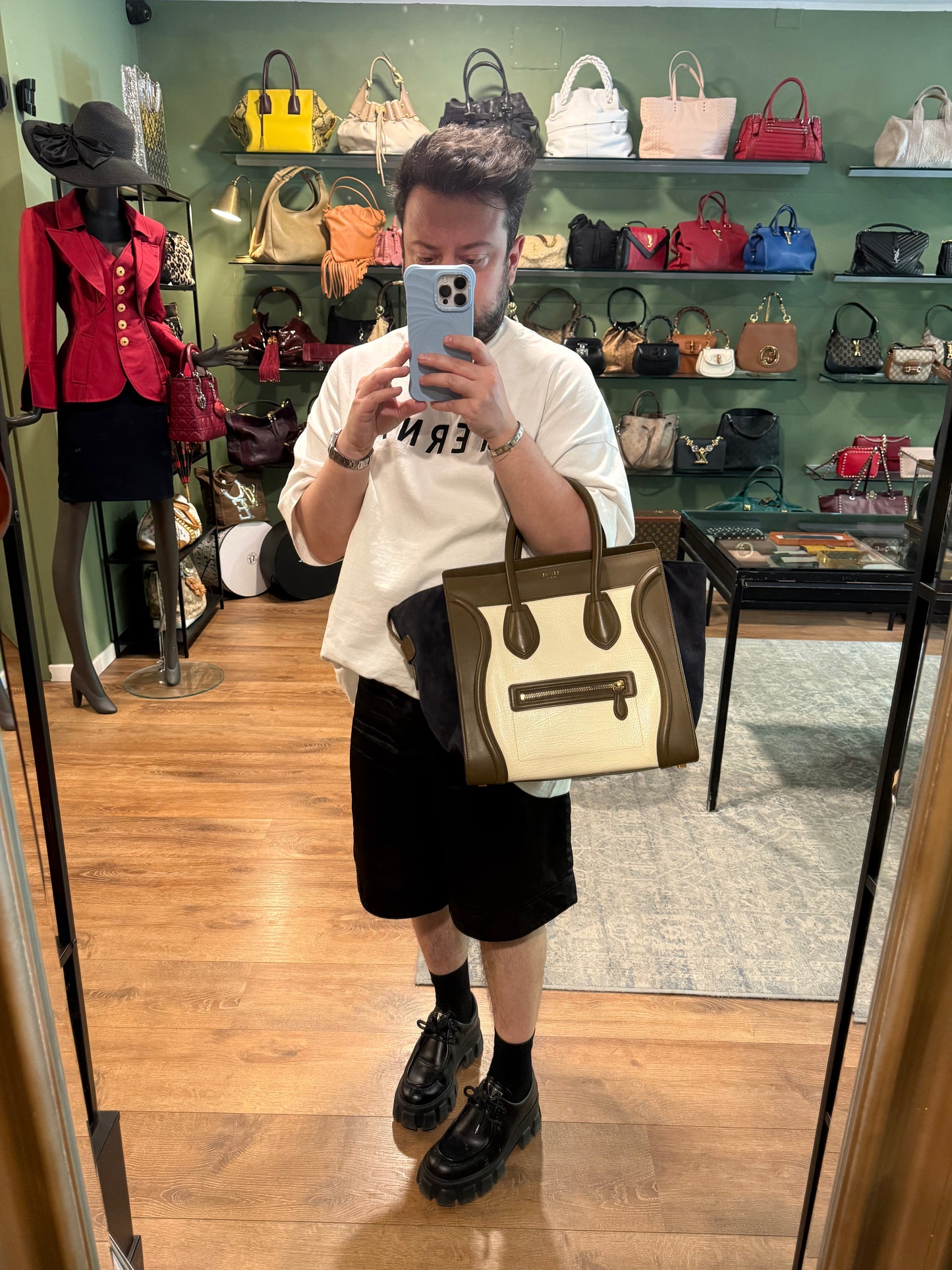 CELINE TRICOLOR MINI LUGGAGE HANDBAG