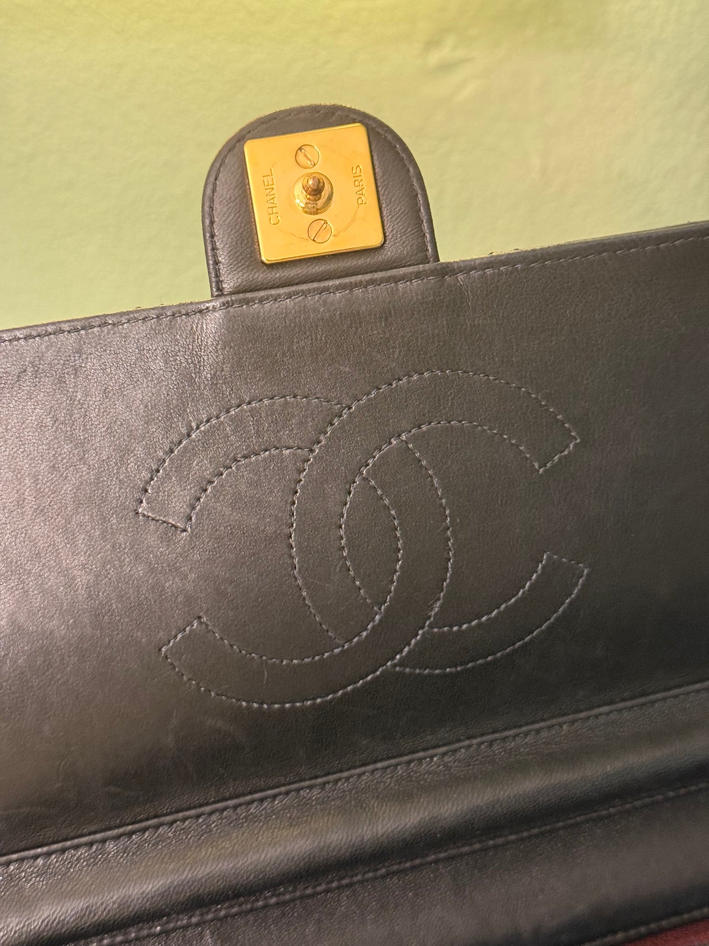 CHANEL BLACK LAMBSKIN SINGLE FLAP SHOULDER BAG