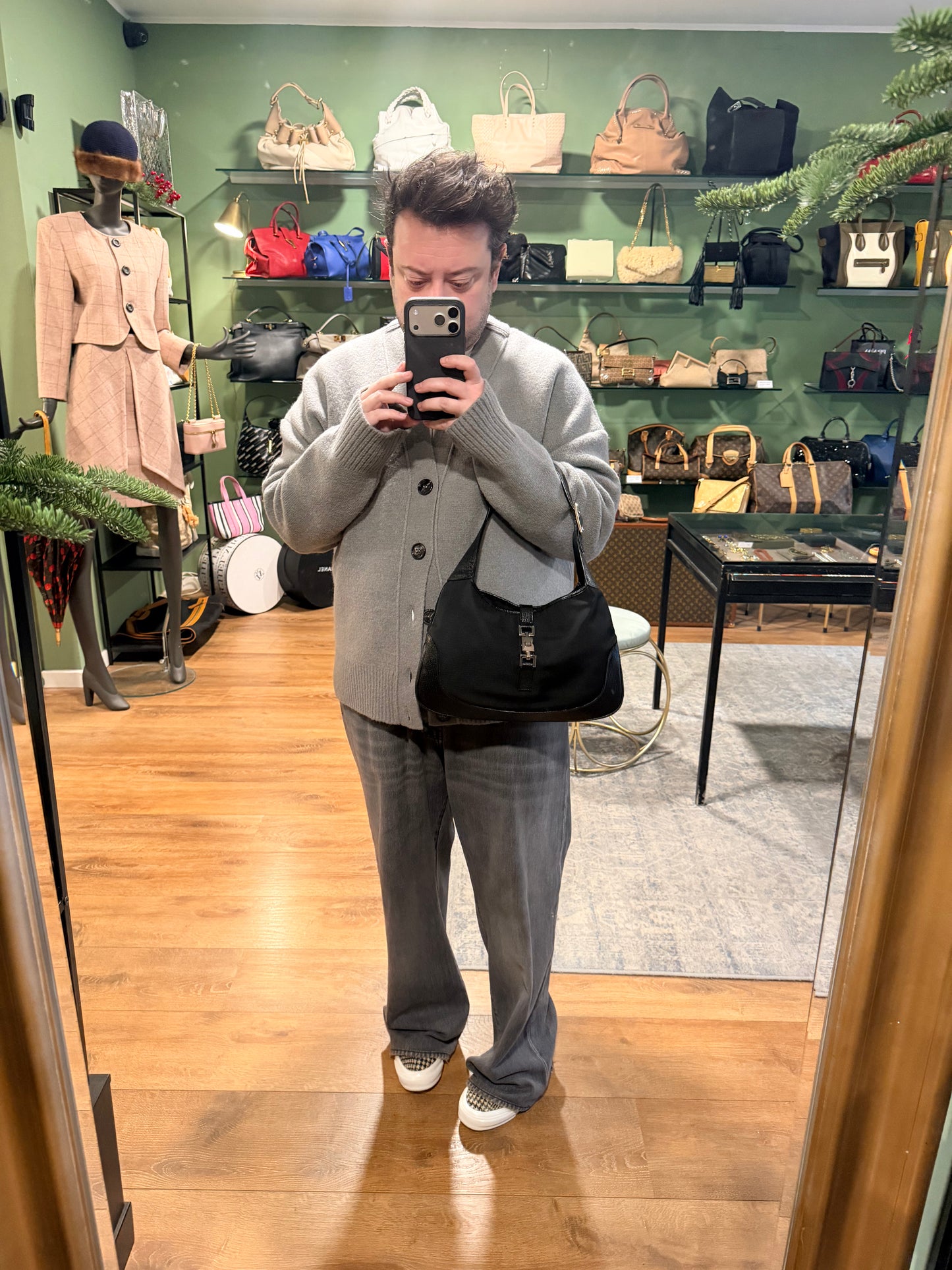 GUCCI BY TOM FORD BLACK NYLON JACKIE SHOULDER BAG