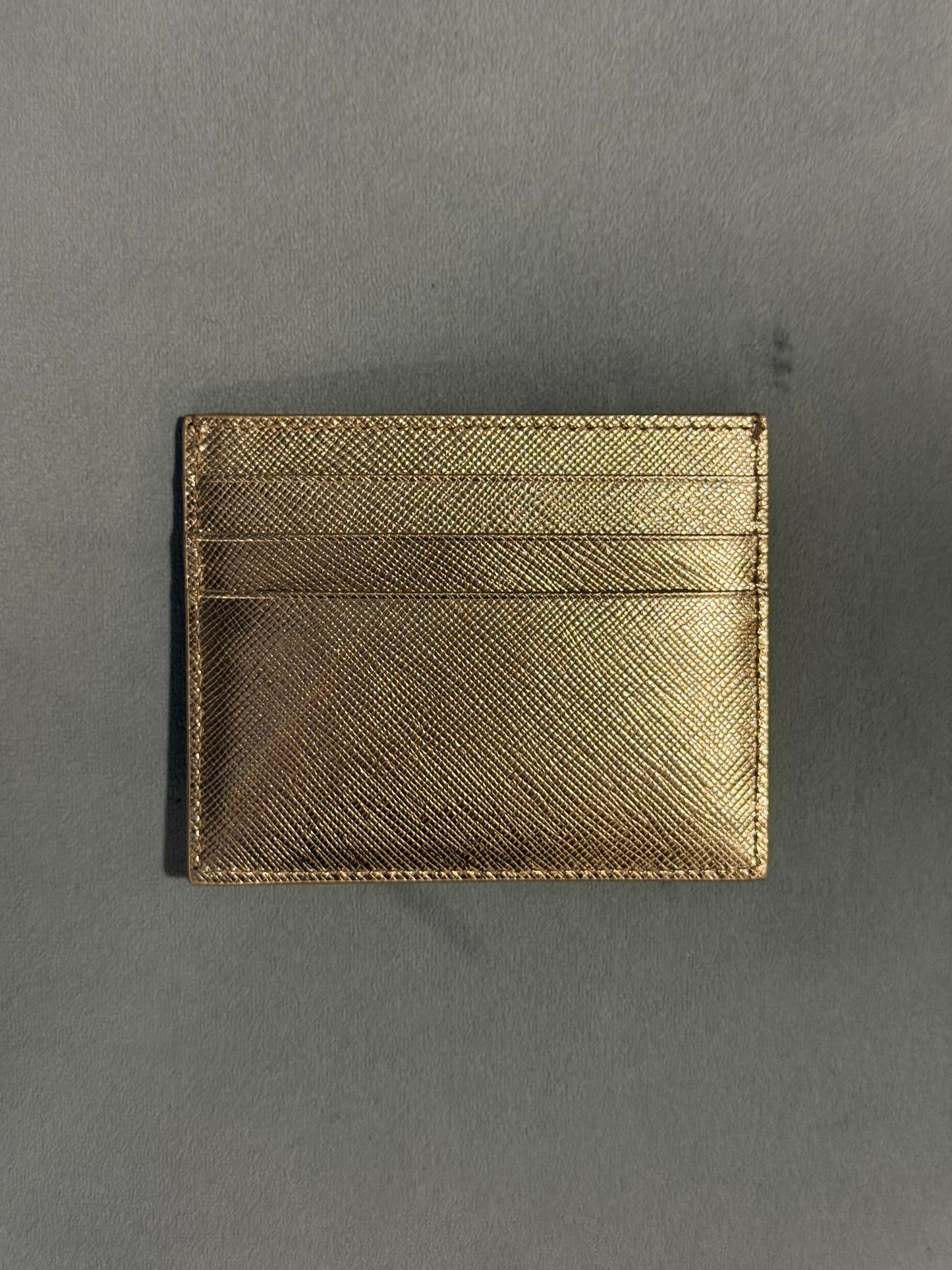 PRADA GOLD SAFFIANO CARD HOLDER