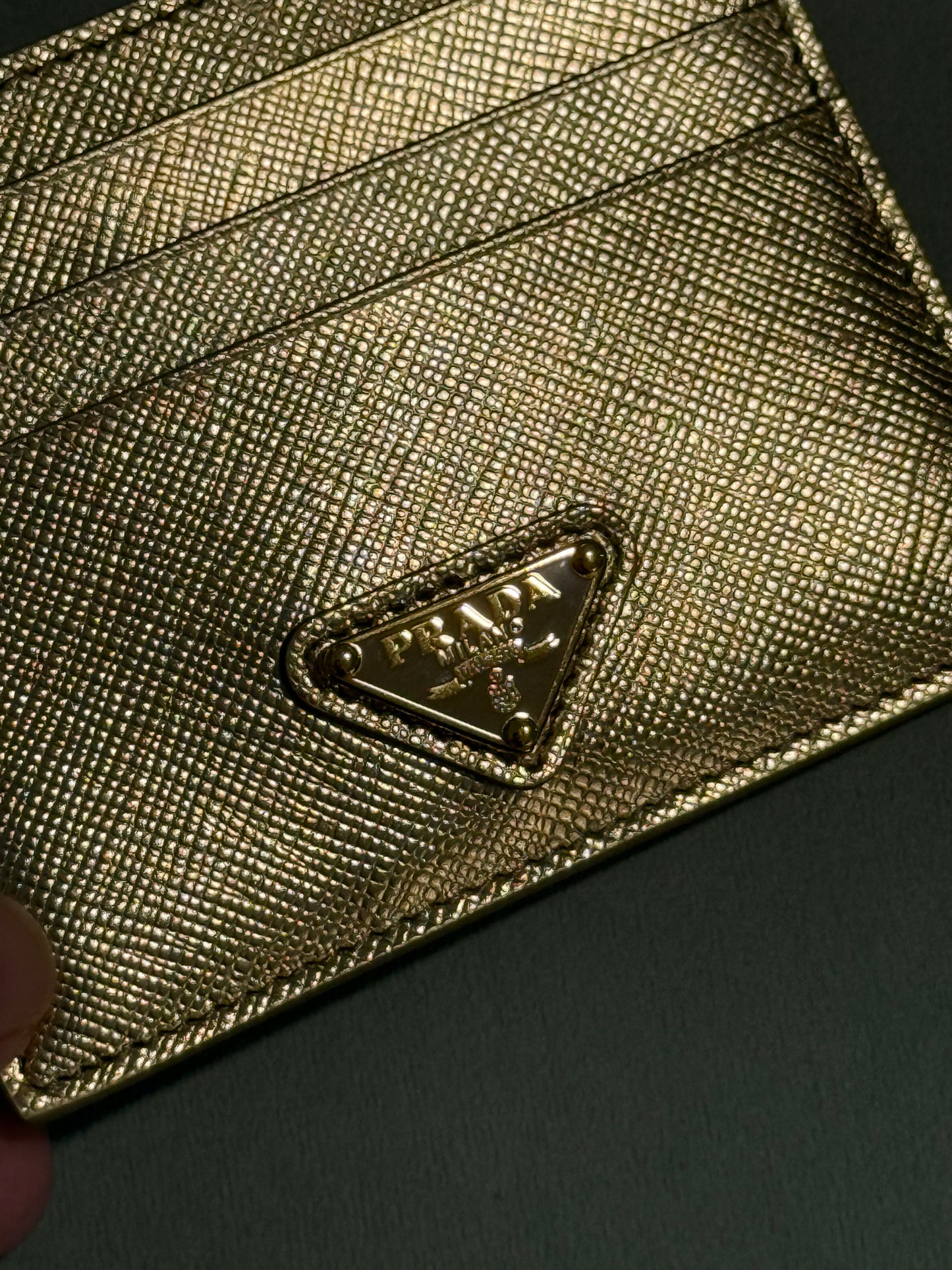 PRADA GOLD SAFFIANO CARD HOLDER