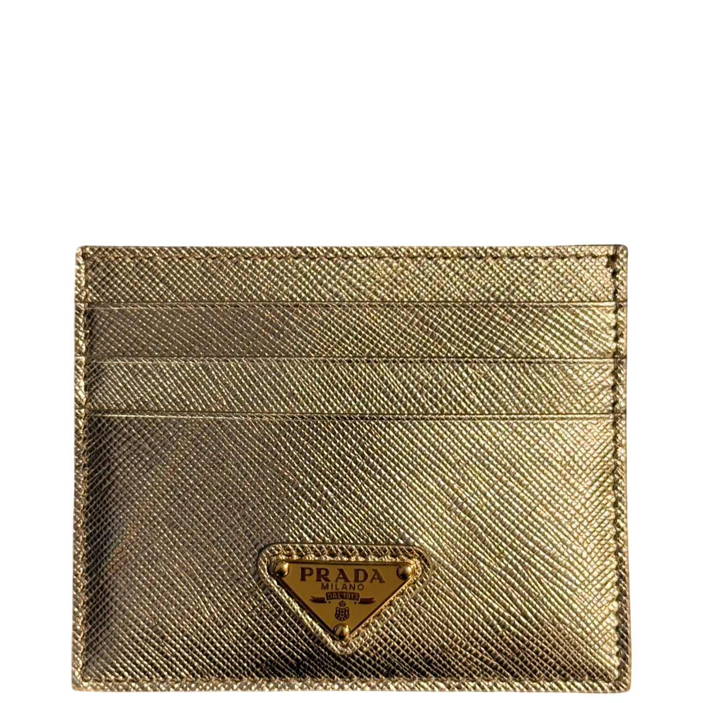 PRADA GOLD SAFFIANO CARD HOLDER