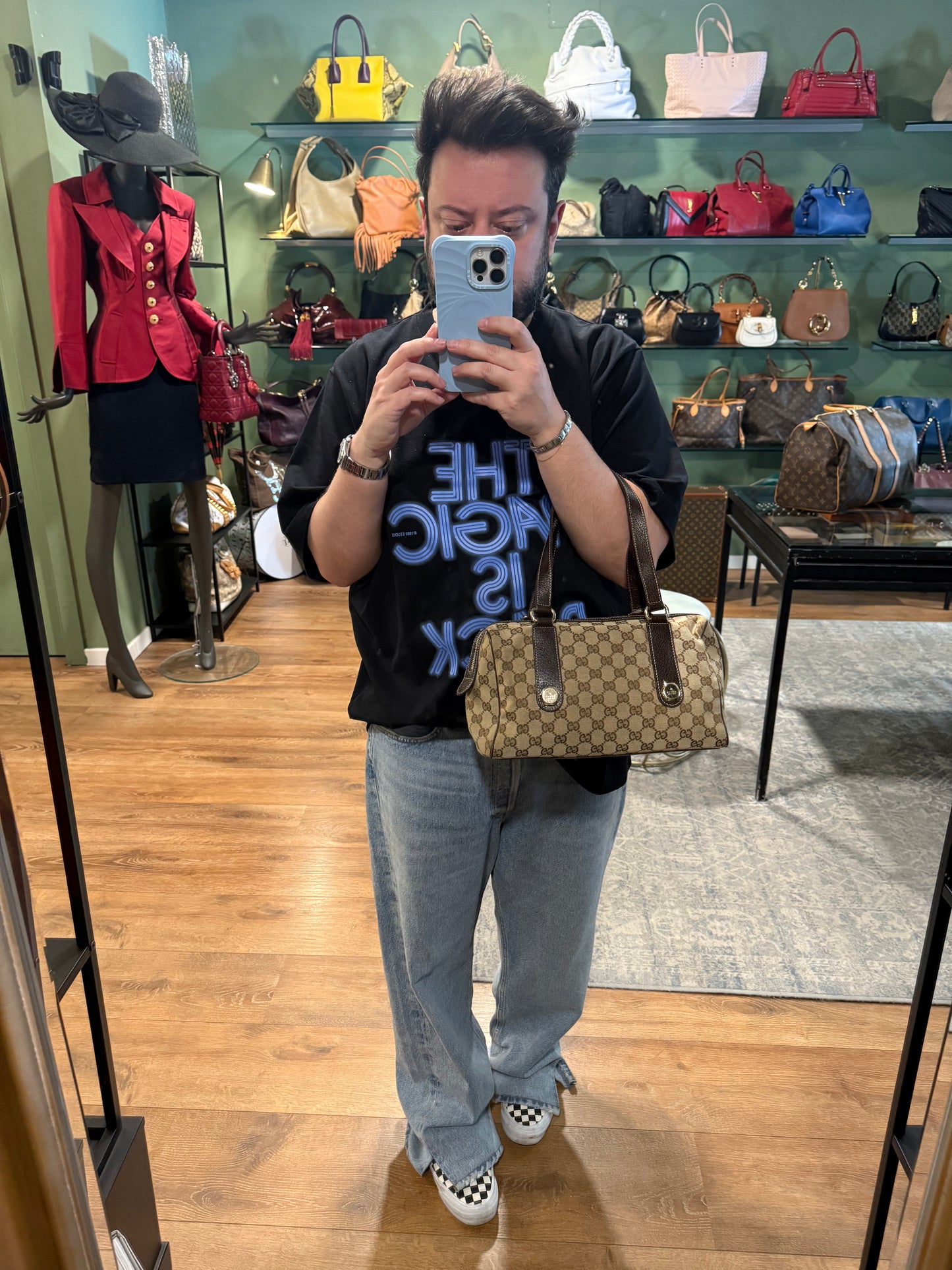 GUCCI MONOGRAM BOSTON SHOULDER BAG