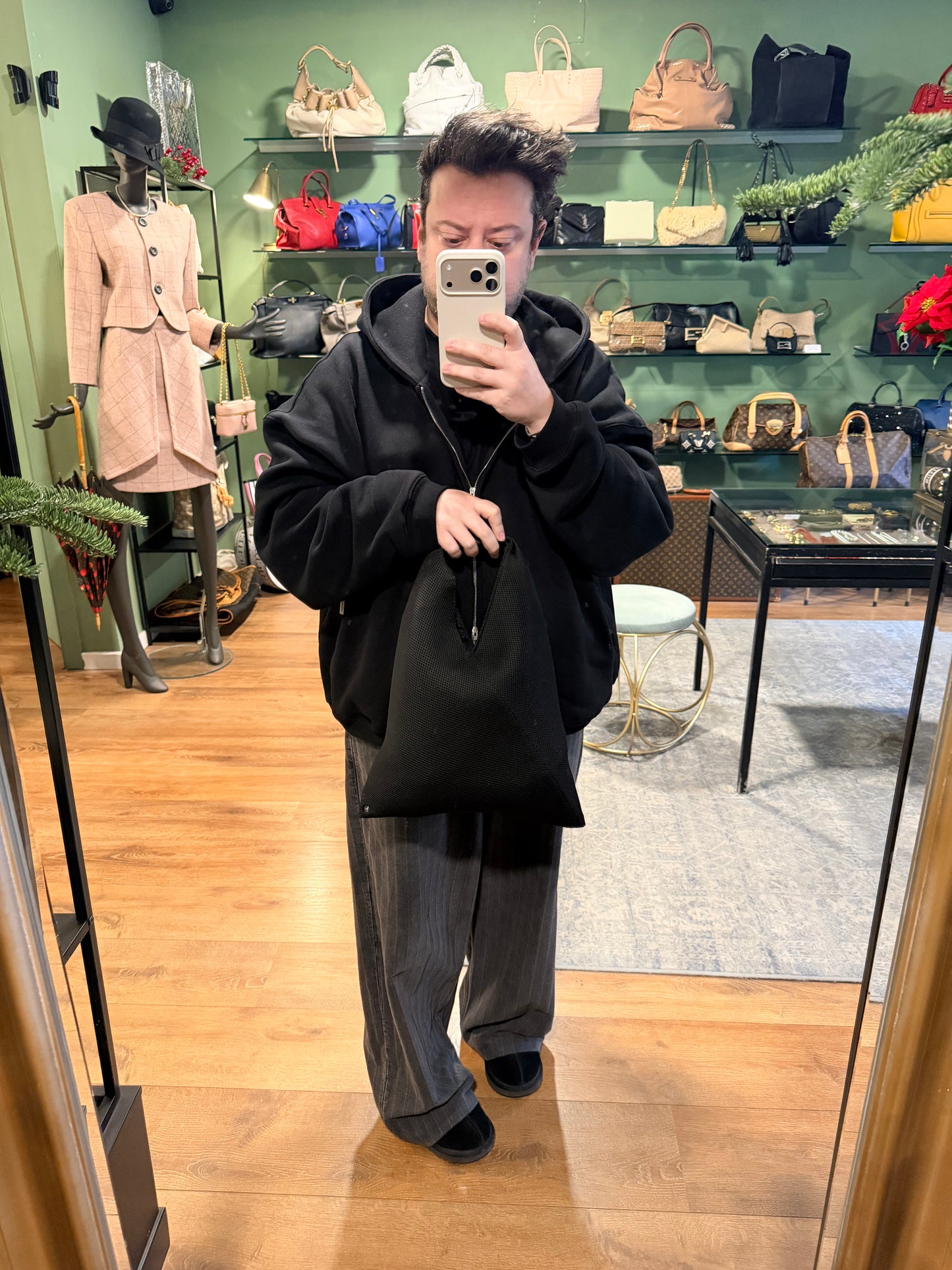 MAISON MARGIELA MM6 BLACK NEOPRENE SMALL JAPANESE TOTE BAG