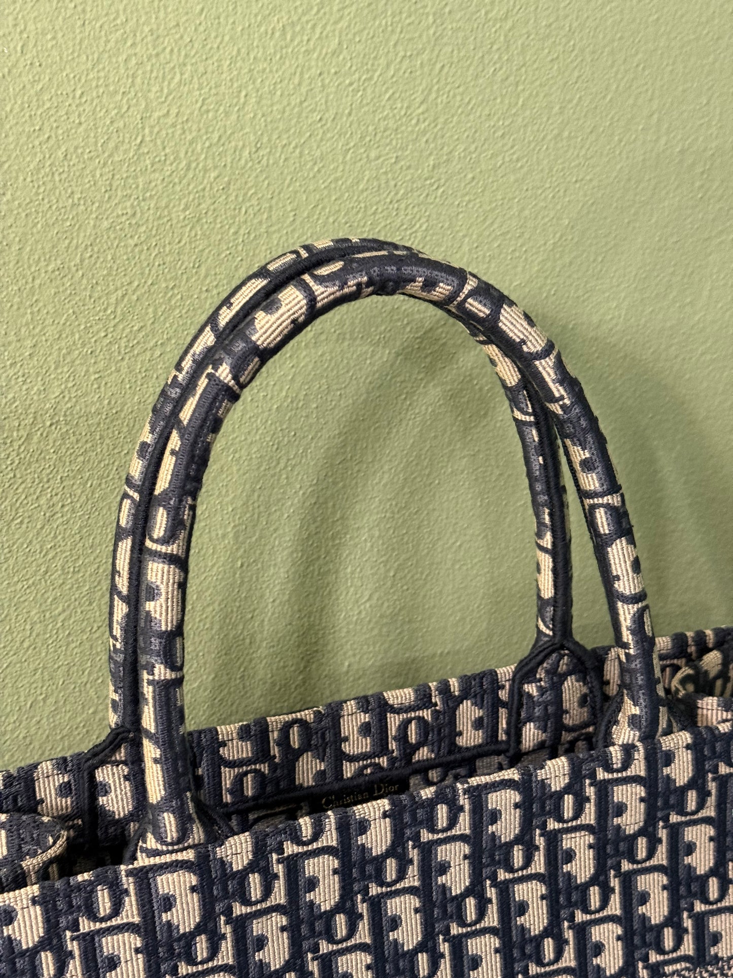 DIOR NAVY OBLIQUE MONOGRAM MEDIUM BOOK TOTE HANDBAG
