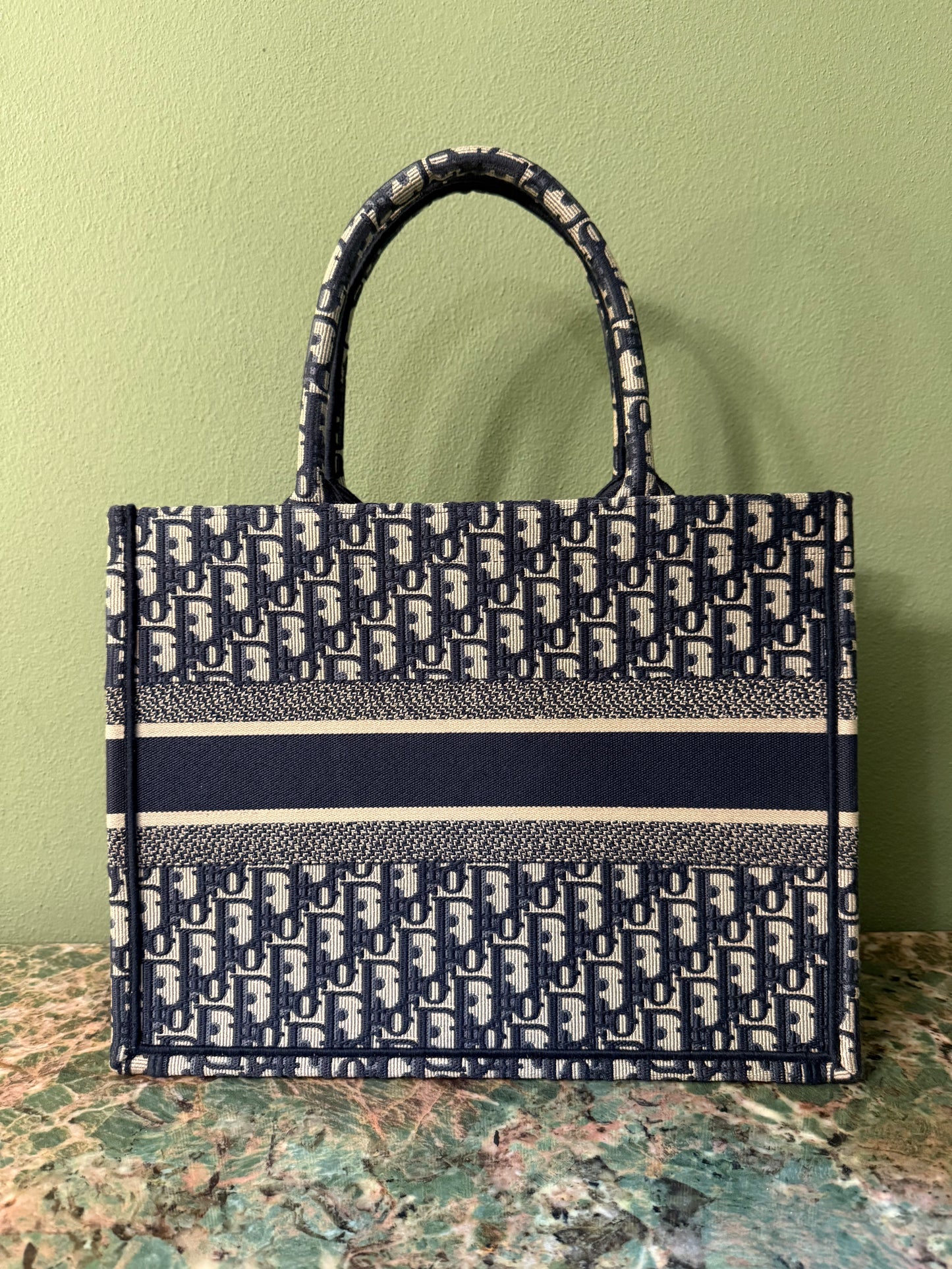 DIOR NAVY OBLIQUE MONOGRAM MEDIUM BOOK TOTE HANDBAG