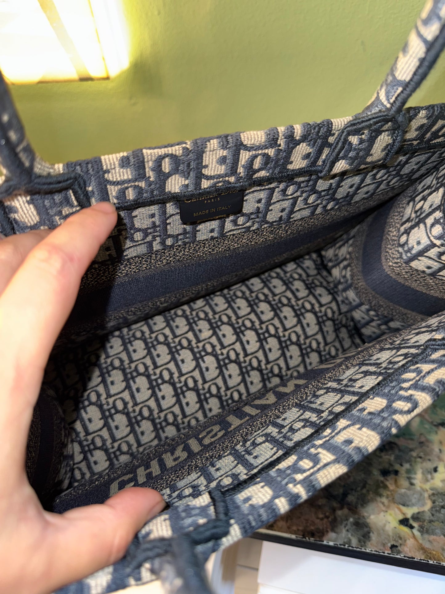 DIOR NAVY OBLIQUE MONOGRAM MEDIUM BOOK TOTE HANDBAG