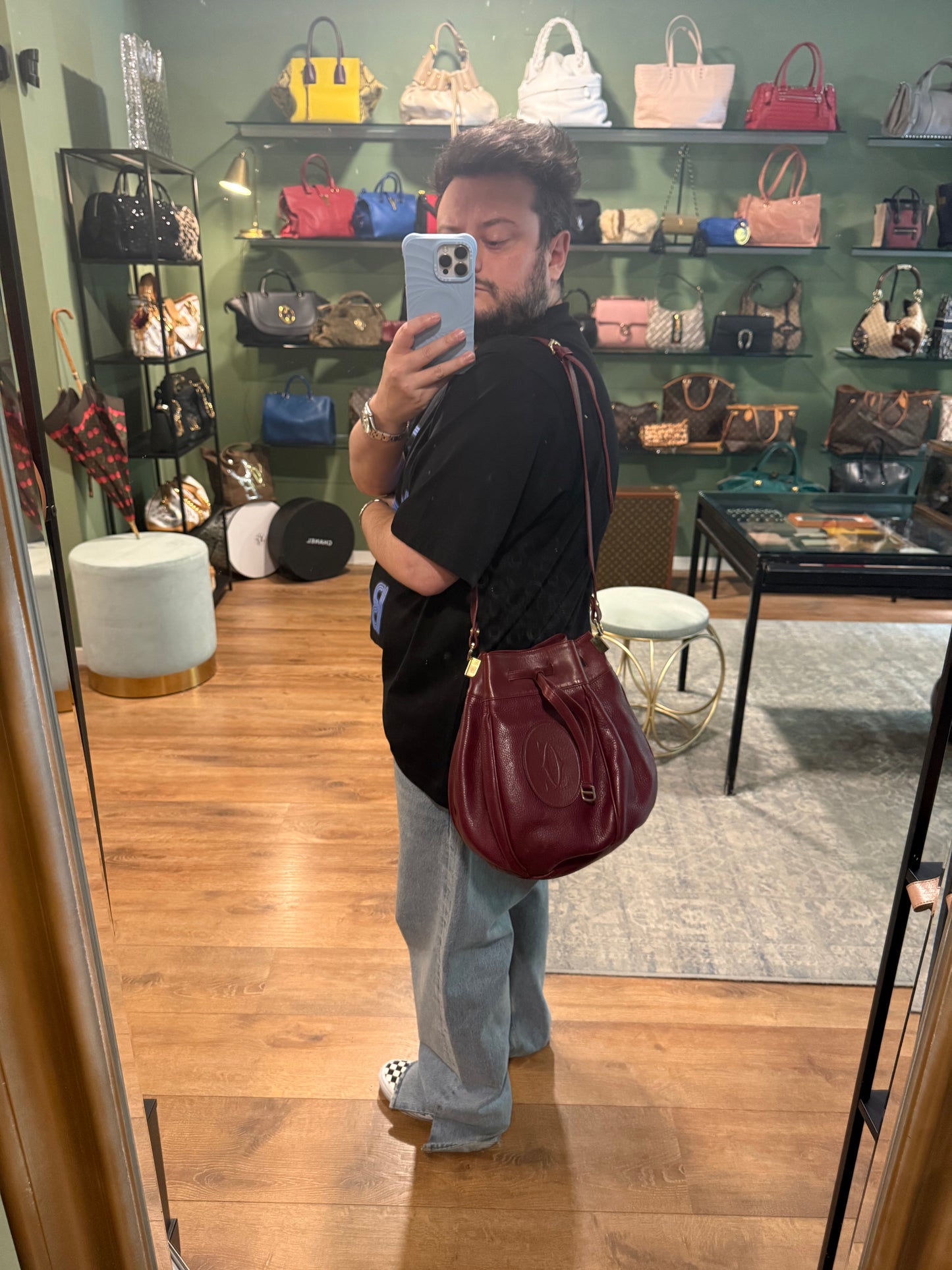 CARTIER BURGUNDY LARGE BUCKET BAG