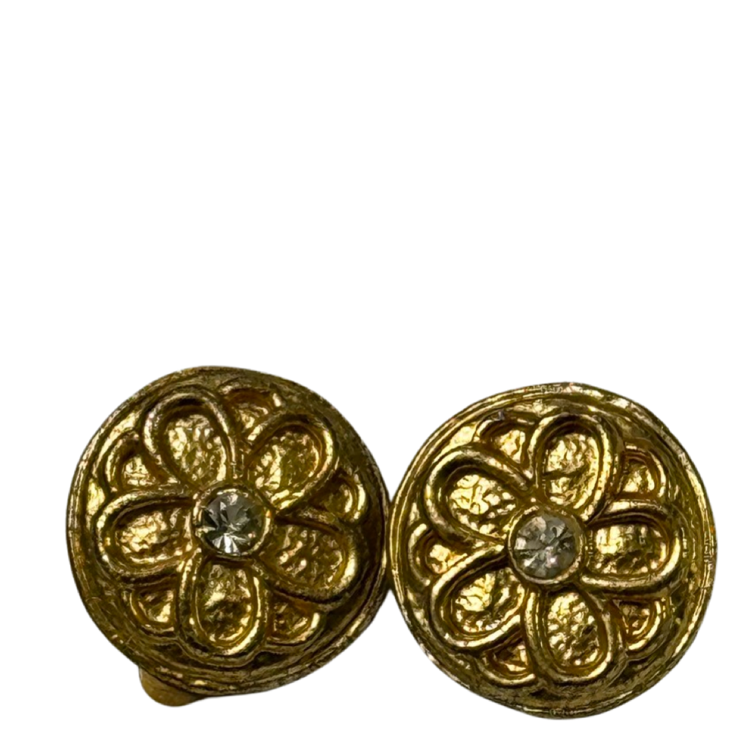 VINTAGE 60'S GOLD BOTTON EARRINGS