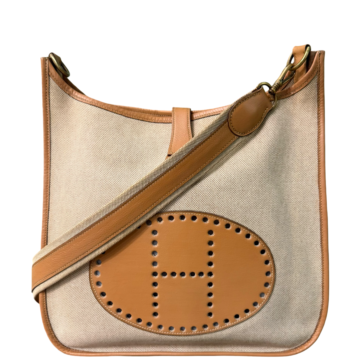 HERMÈS BEIGE TOILE EVELYNE CROSSBODY BAG