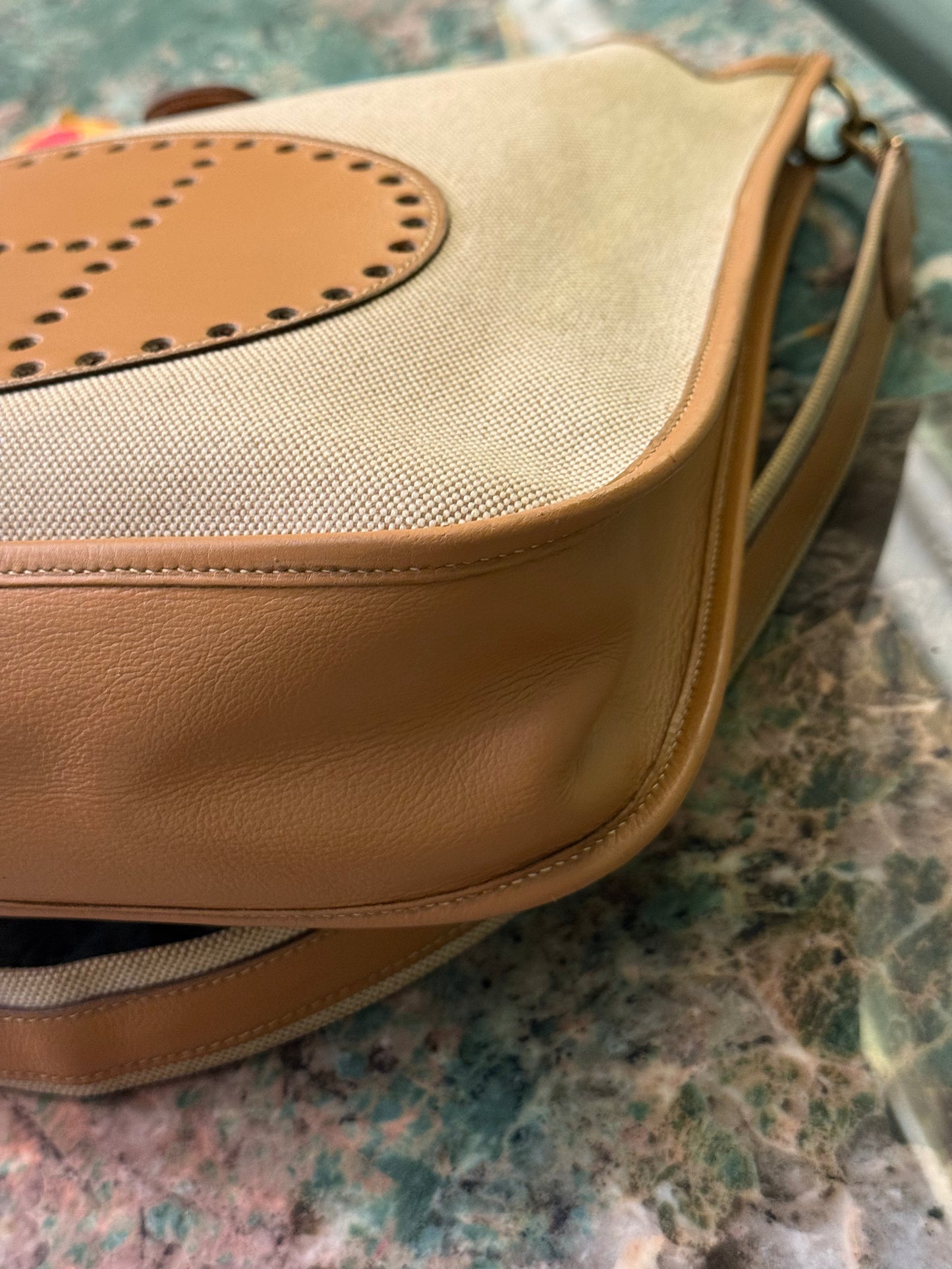 HERMÈS BEIGE TOILE EVELYNE CROSSBODY BAG