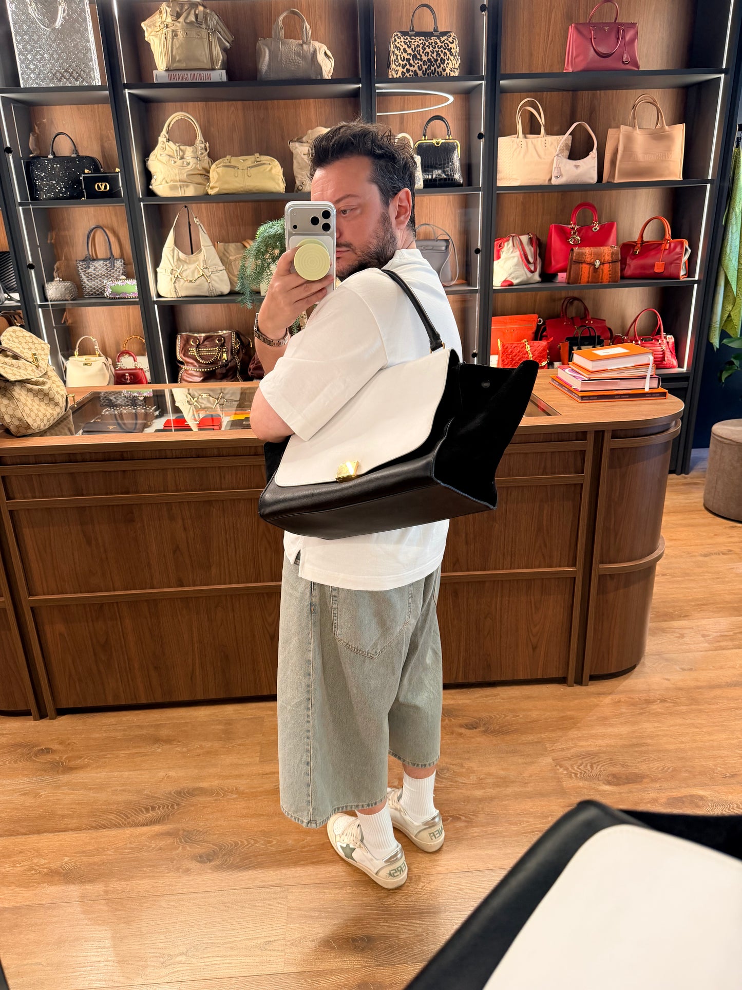 CELINE BI COLOR LARGE TRAPEZE SHOULDER BAG