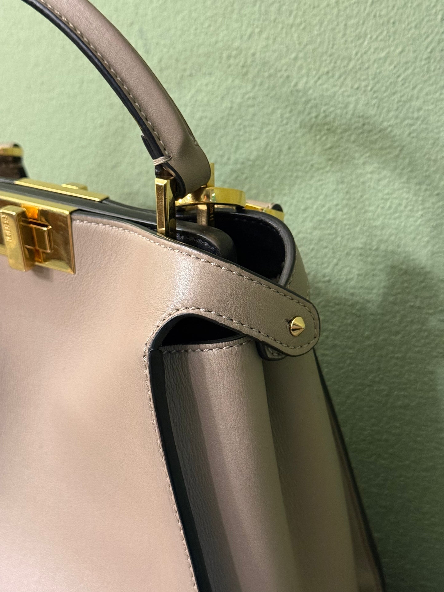 FENDI TAUPE SMALL PEEKABOO HANDBAG