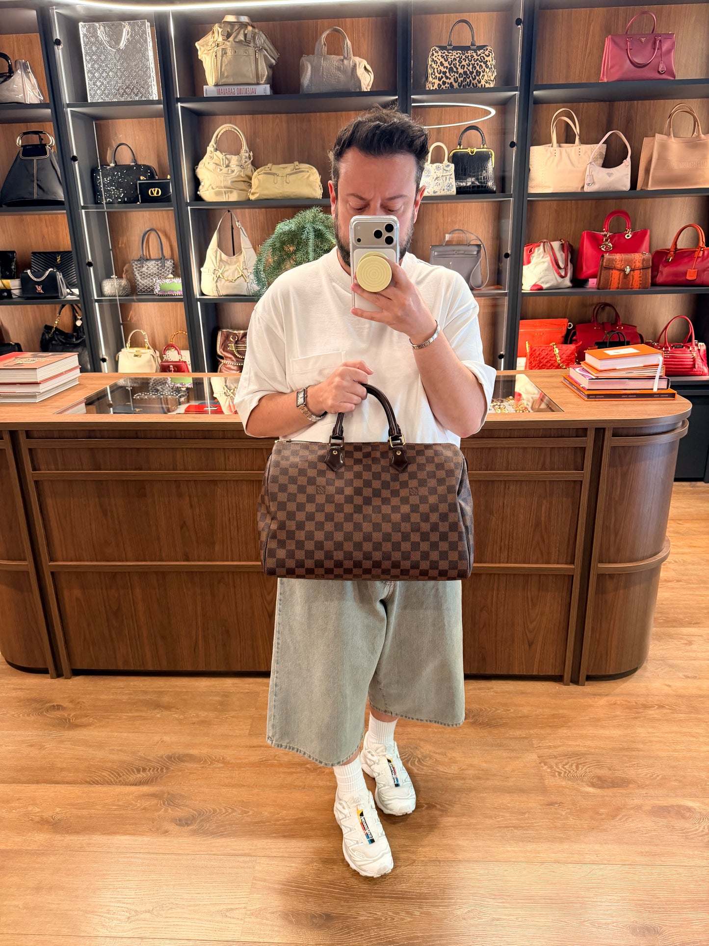 LOUIS VUITTON DAMIER EBENE SPEEDY 35 BOSTON BAG