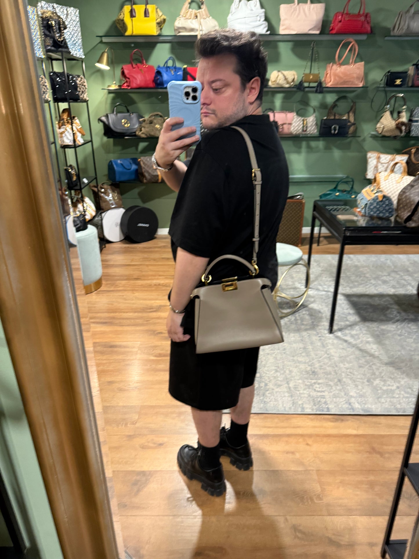 FENDI TAUPE SMALL PEEKABOO HANDBAG