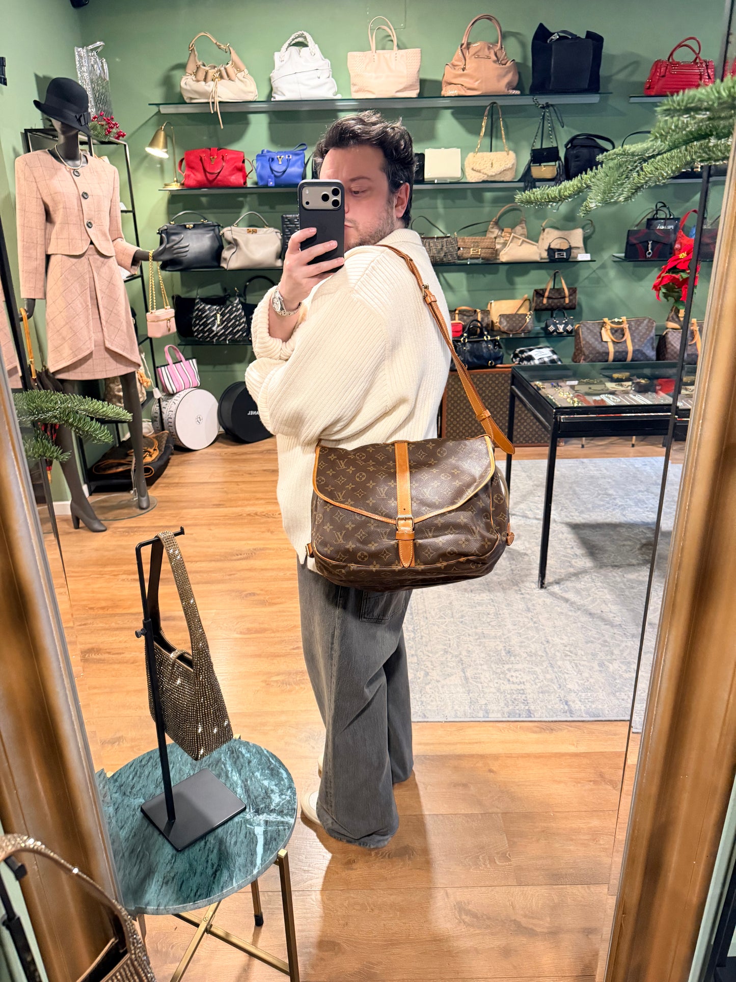 LOUIS VUITTON MONOGRAM SAUMUR 35 CROSSBODY BAG