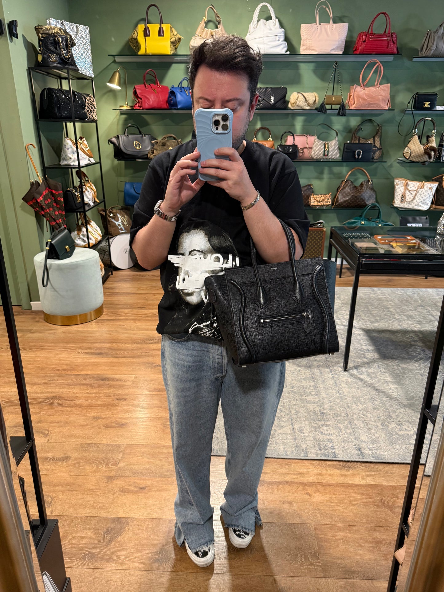 CELINE BLACK MICRO LUGGAGE HANDBAG
