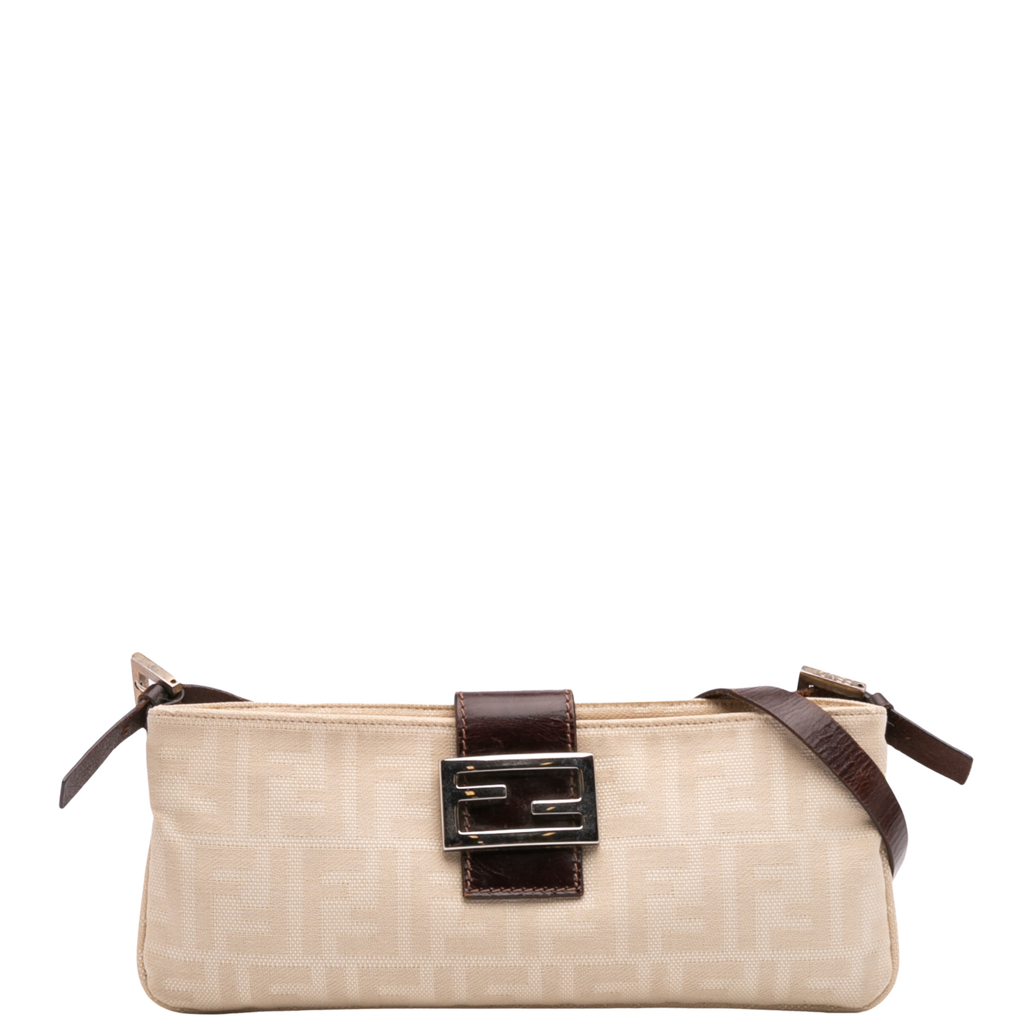 FENDI CREAM ZUCCA BAGUETTE CROSSBODY BAG