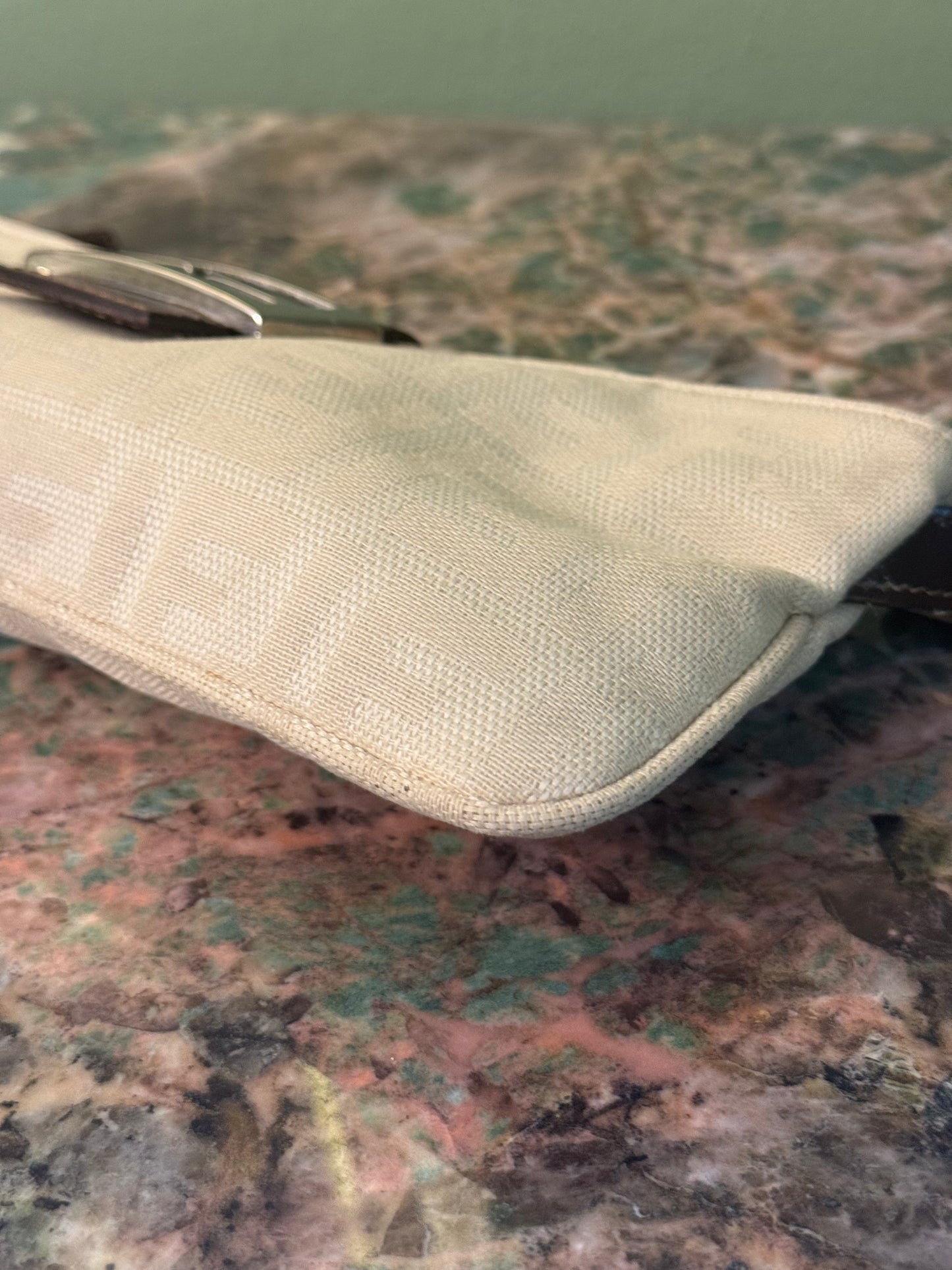FENDI CREAM ZUCCA BAGUETTE CROSSBODY BAG