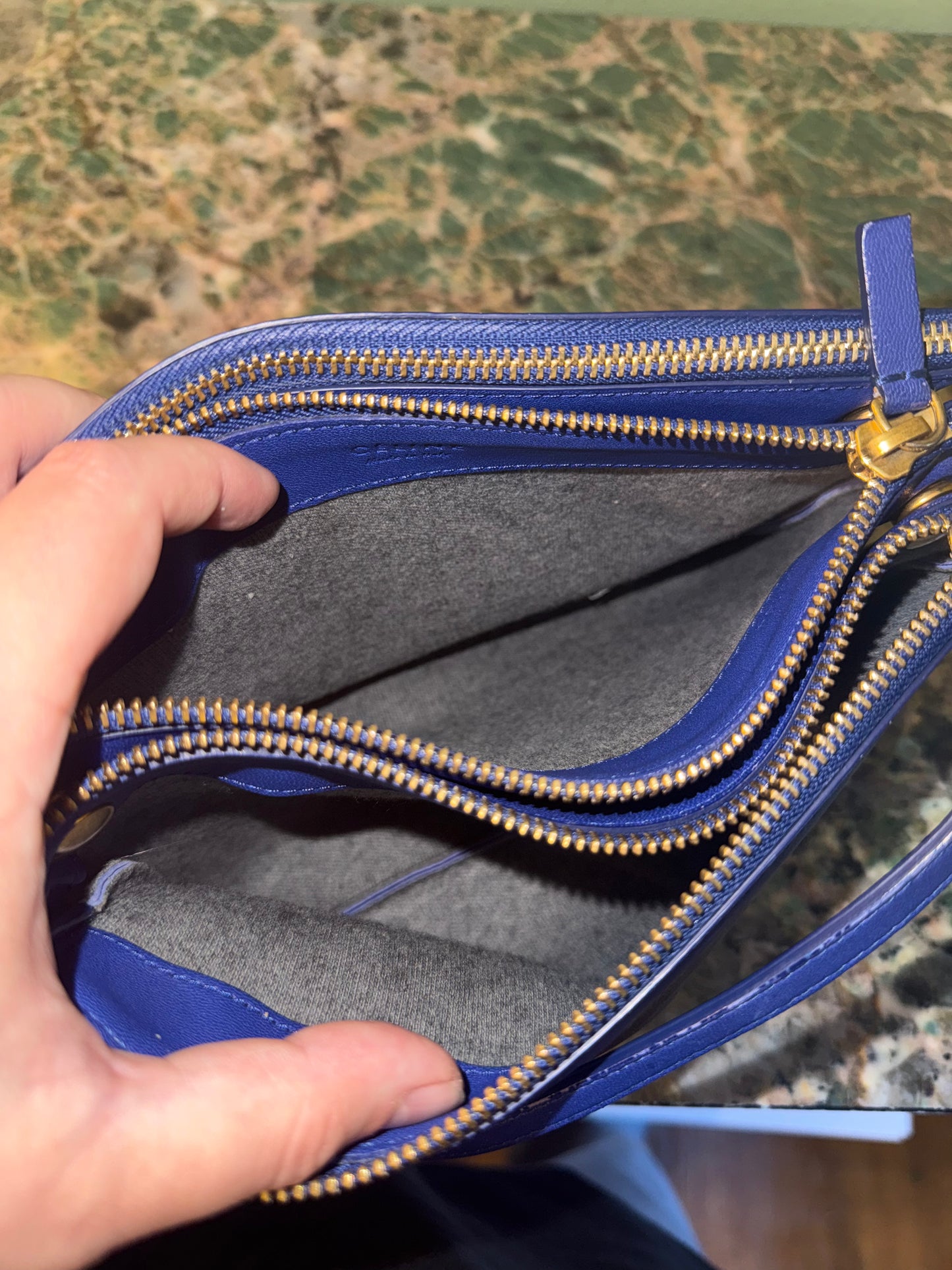 CELINE BLUE SMALL TRIO CROSSBODY BAG