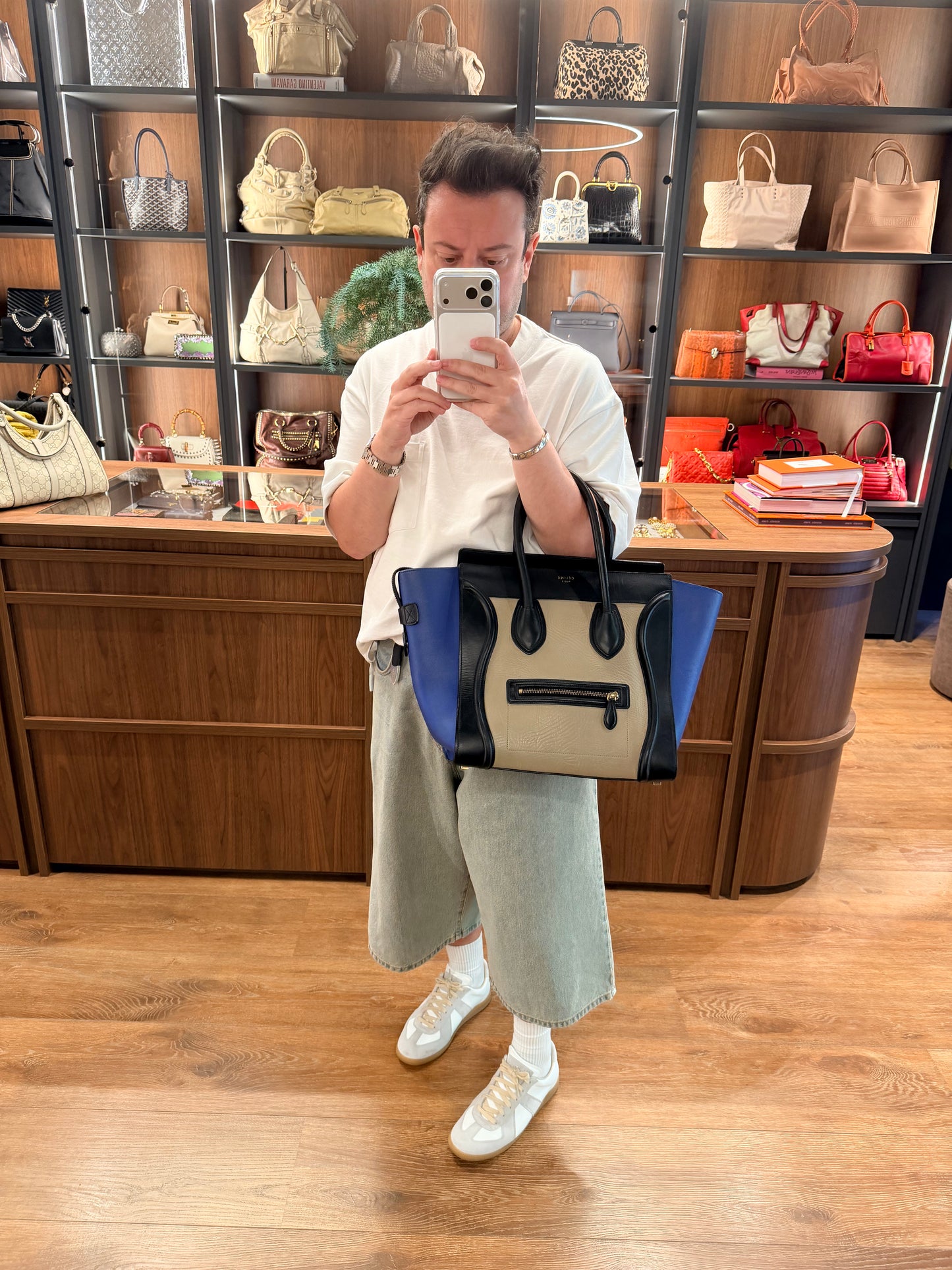 CÈLINE TRI COLOR MINI LUGGAGE TOTE BAG