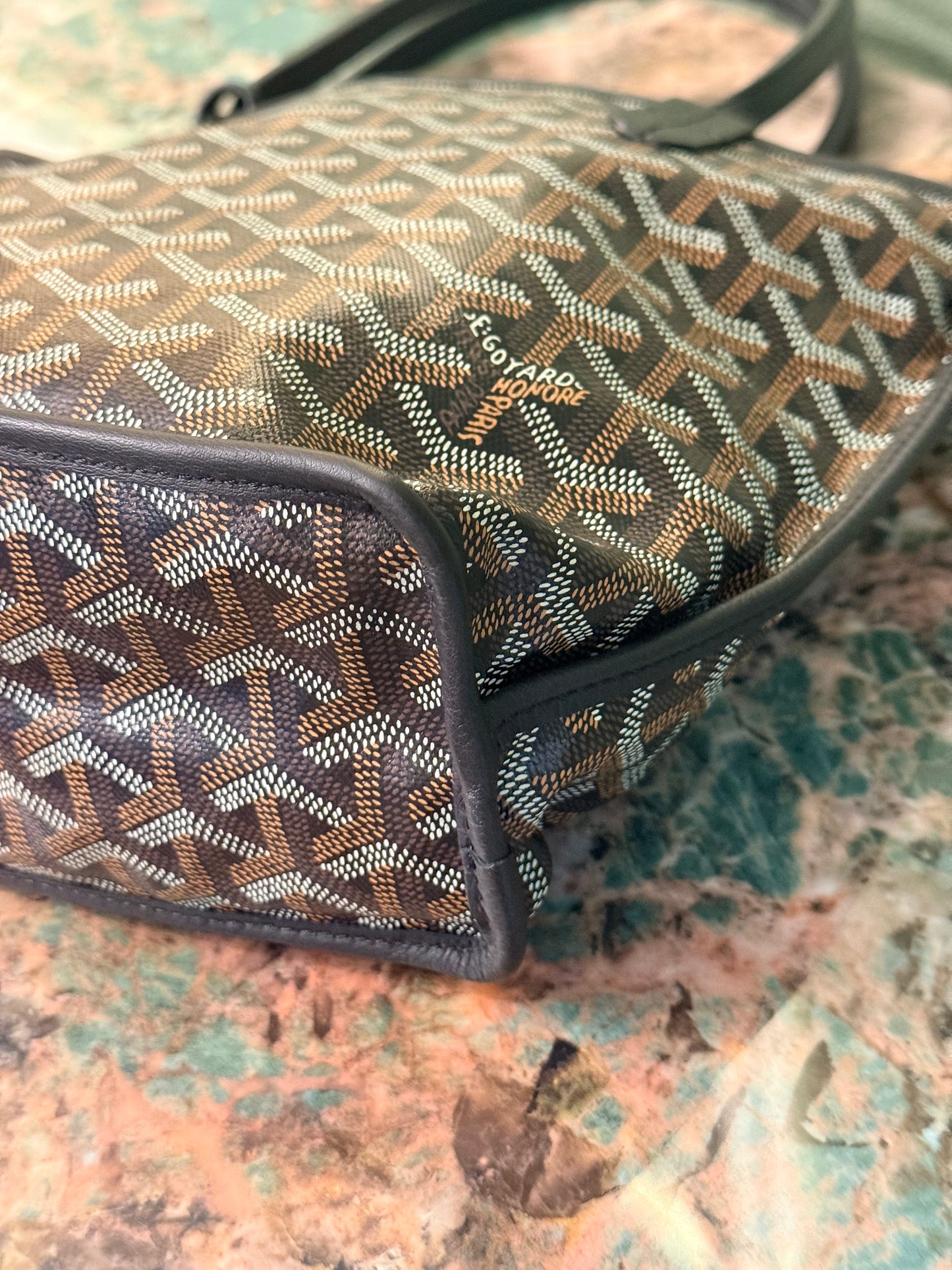 GOYARD BLACK GOYARDINE MINI ANJOU HANDBAG