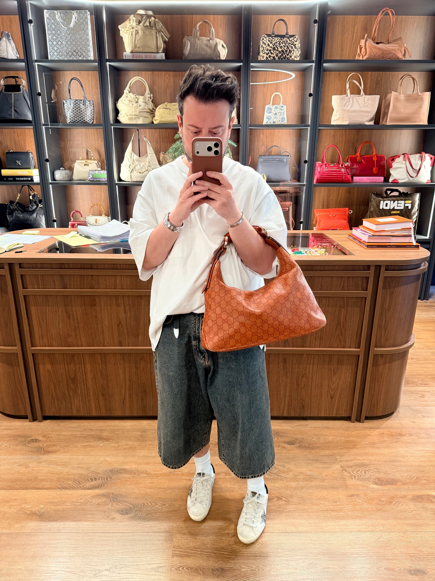 GUCCI BY TOM FORD BROWN MEDIUM HORSEBIT HOBO BAG