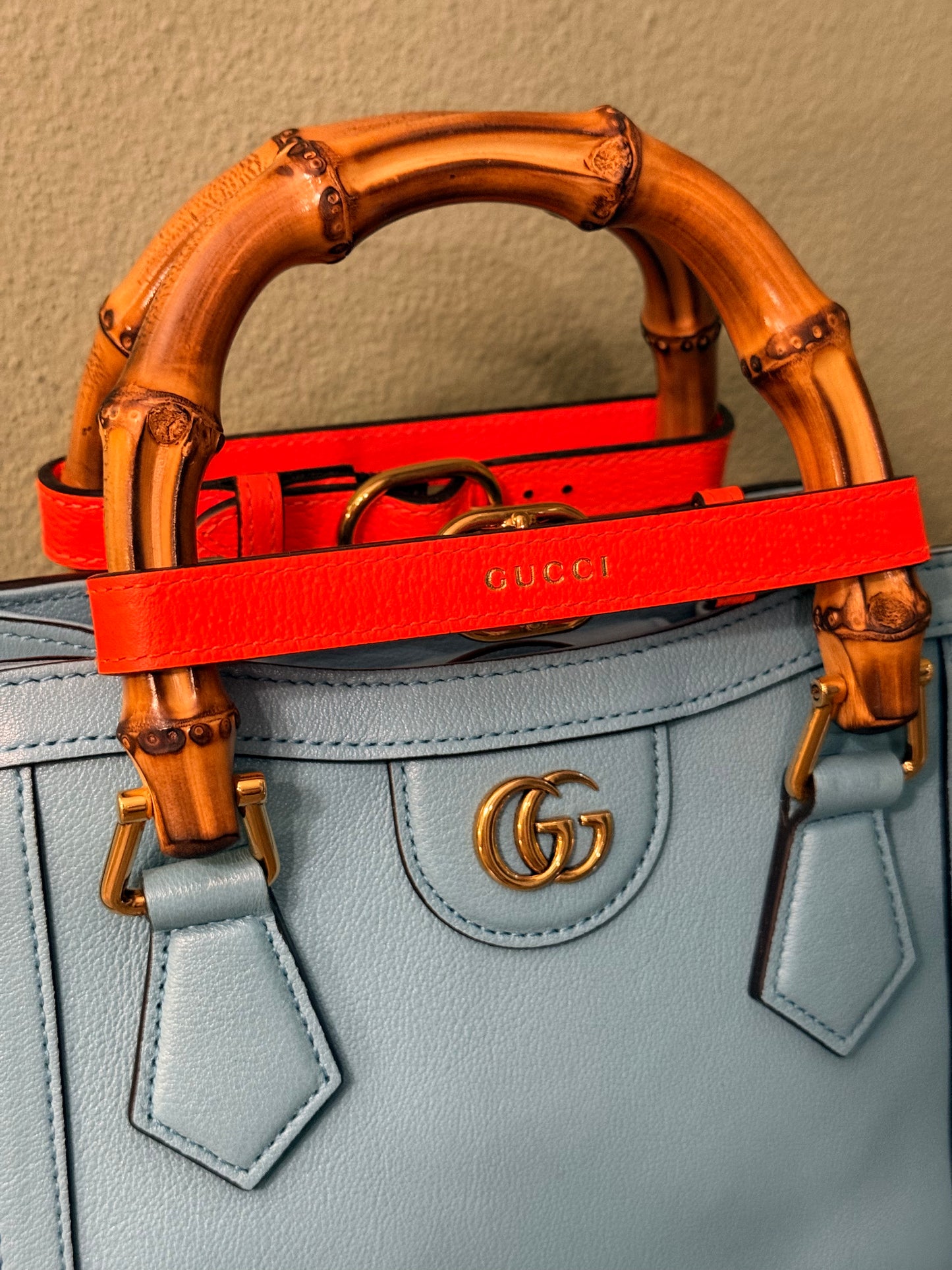 GUCCI LIGHT BLUE MINI DIANA HANDBAG