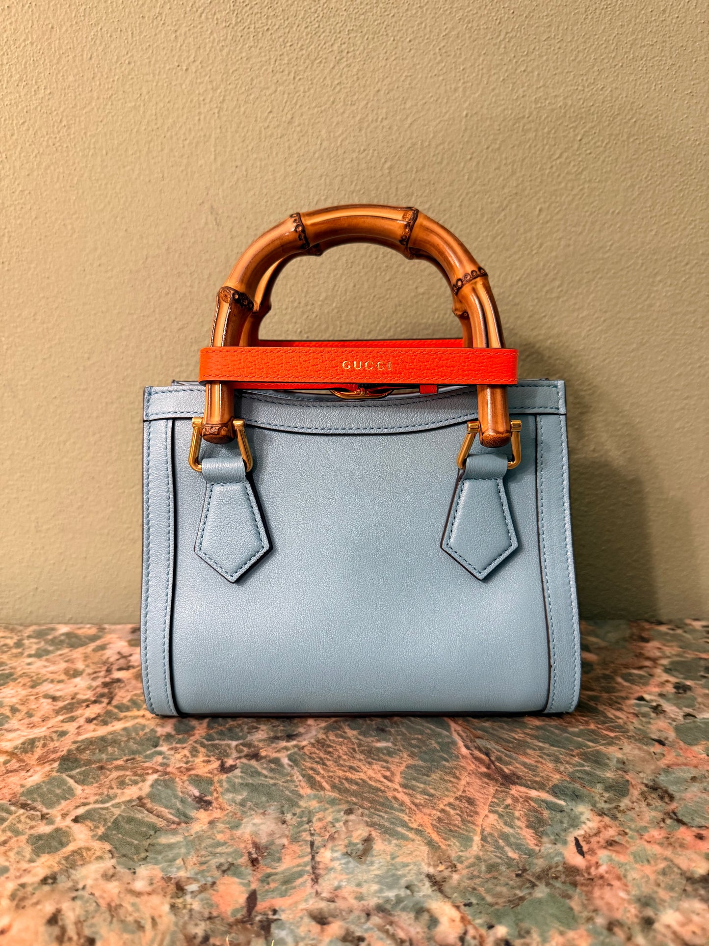 GUCCI LIGHT BLUE MINI DIANA HANDBAG